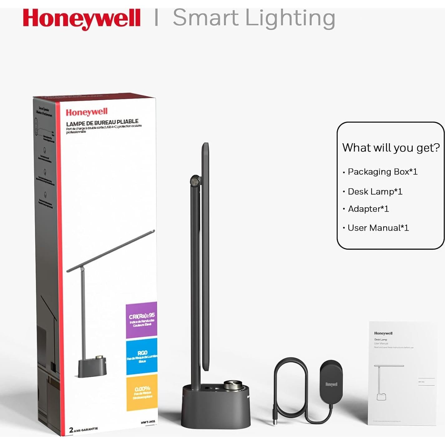 Lámpara de Escritorio LED Honeywell HWT-H01 con USB - Regulable