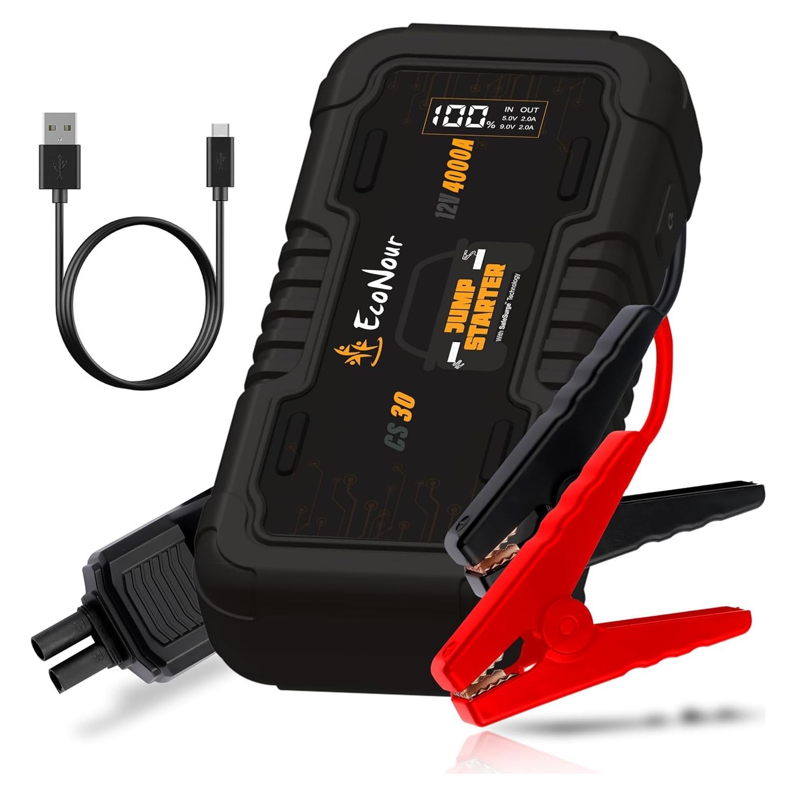 Arrancador de Batería EcoNour 4000A 25000mAh Pantalla LCD