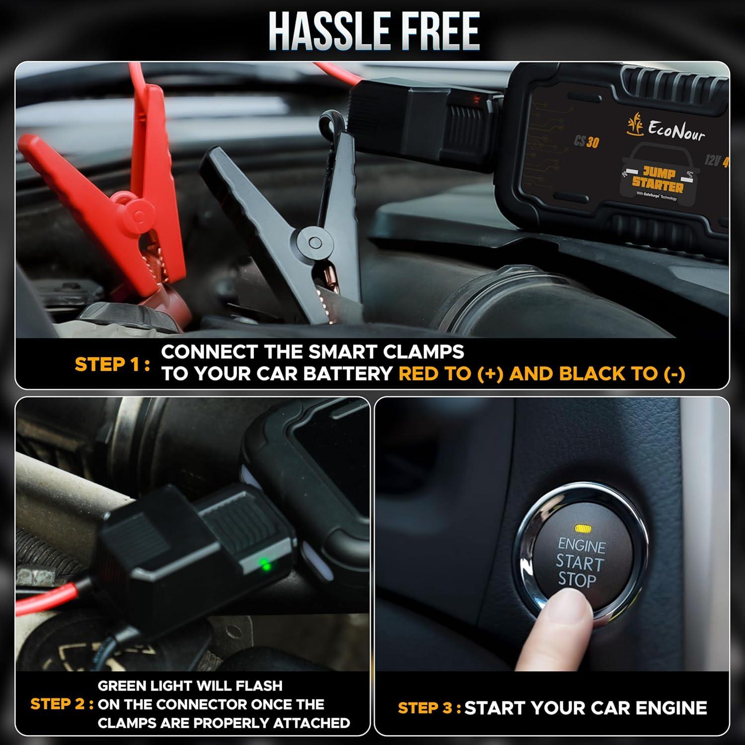 Arrancador de Batería EcoNour 4000A 25000mAh Pantalla LCD