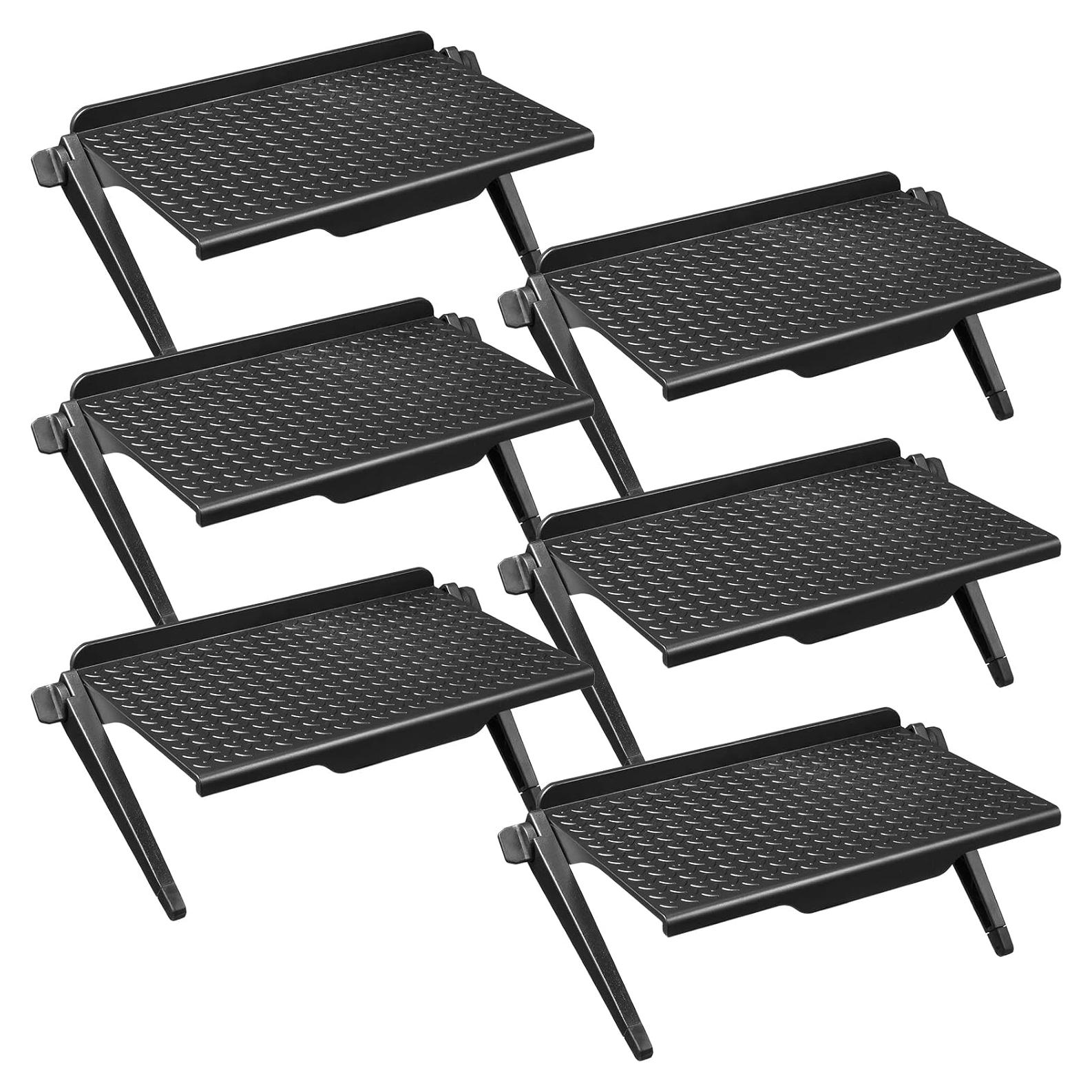 6 Pieces TV Top Screen Shelf Adjustable Monitor Top Shelf Plastic TV Video Game Storage Game Console Black Router Stand Audio Video Shelving for Media Boxes Router(8.5 x 4.5 inch)