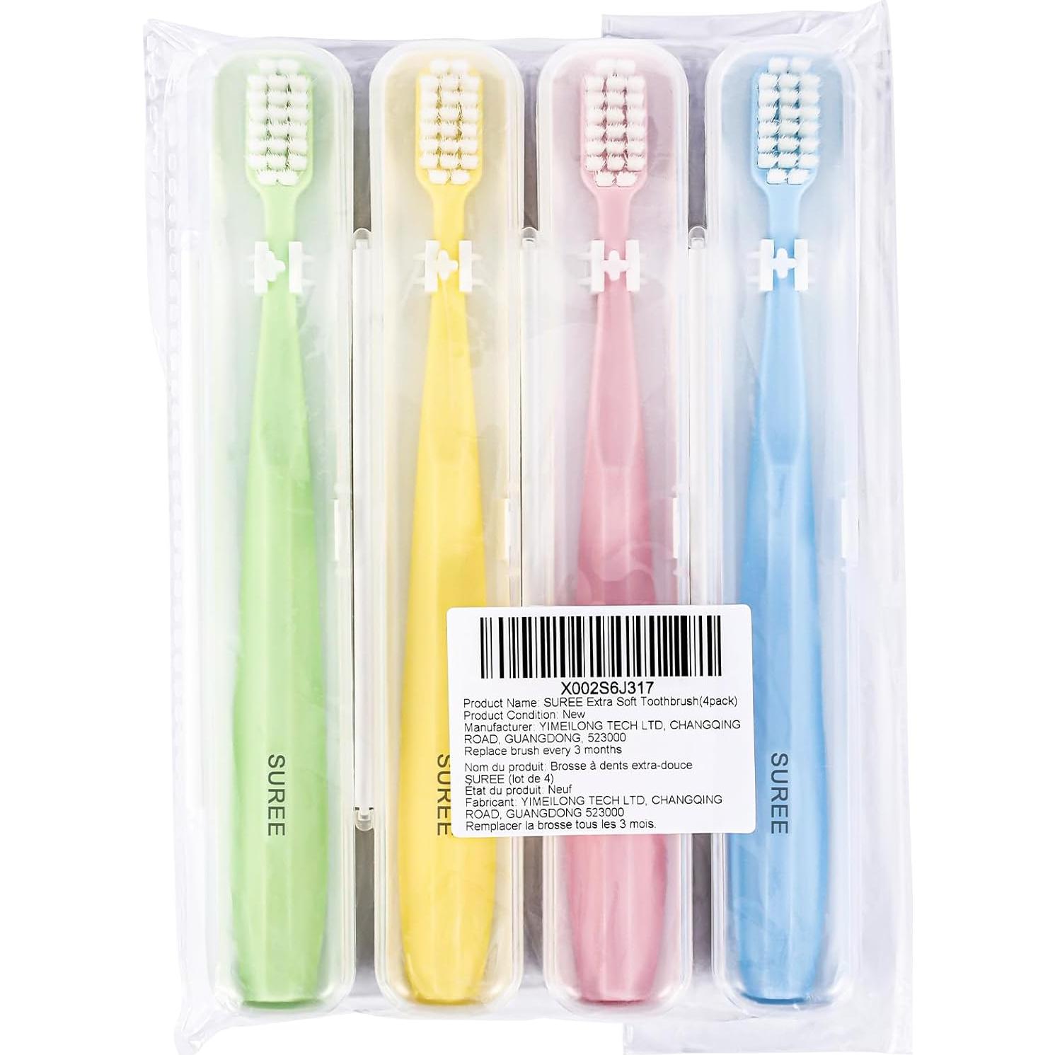 Cepillo de Dientes Extra Suave SUREE para Dientes Sensibles - 4 Paquetes