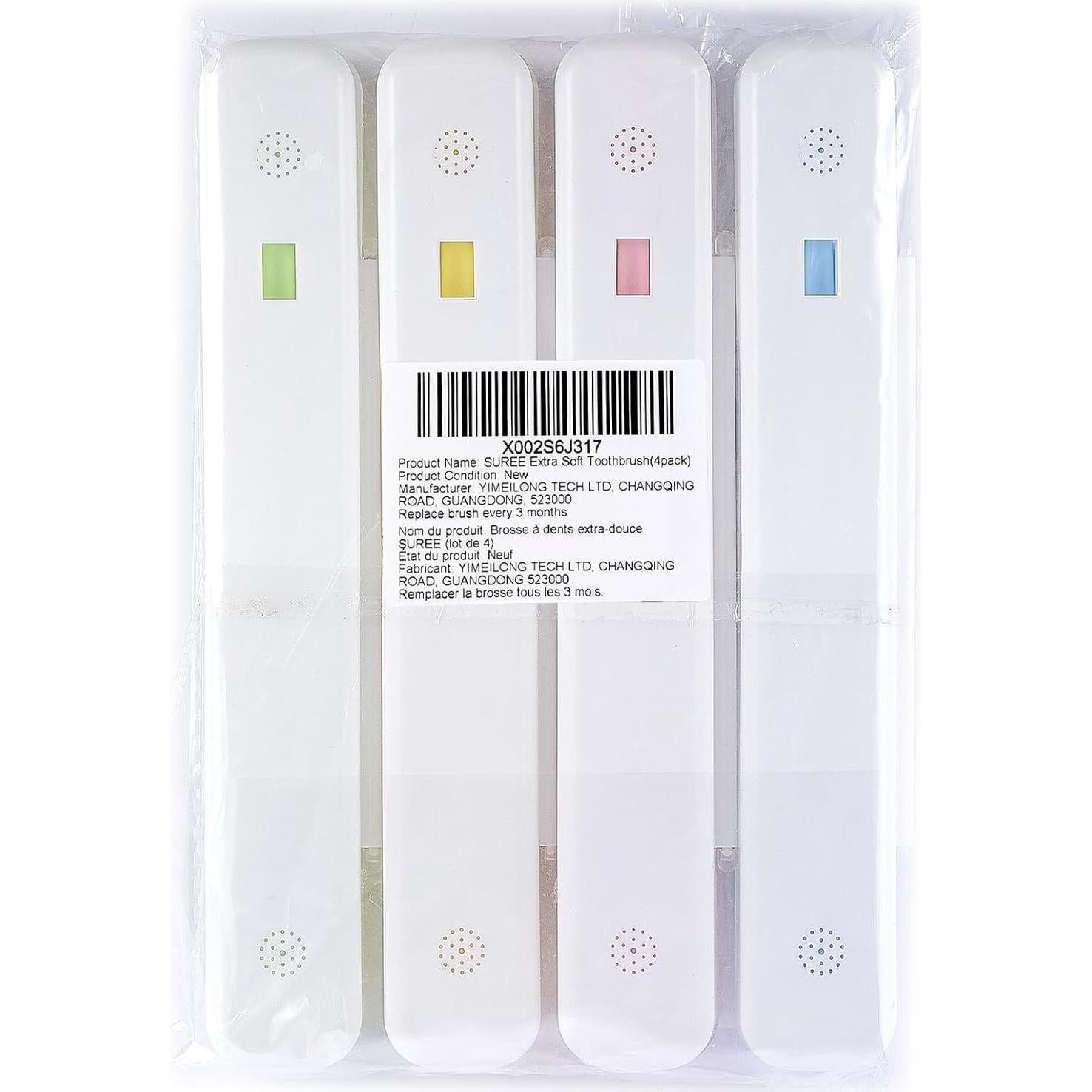 Cepillo de Dientes Extra Suave SUREE para Dientes Sensibles - 4 Paquetes