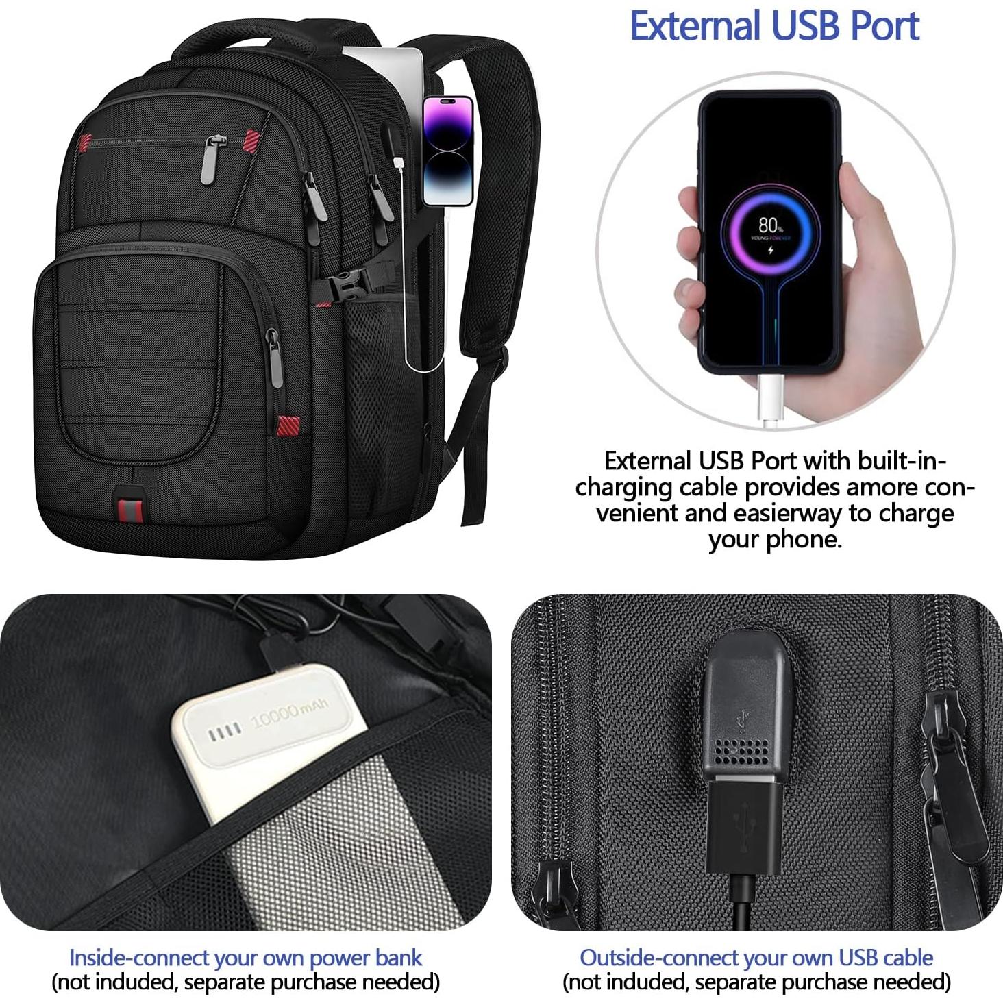 Mochila de viaje ZMMMA 50L para laptop 43.9 cm negra