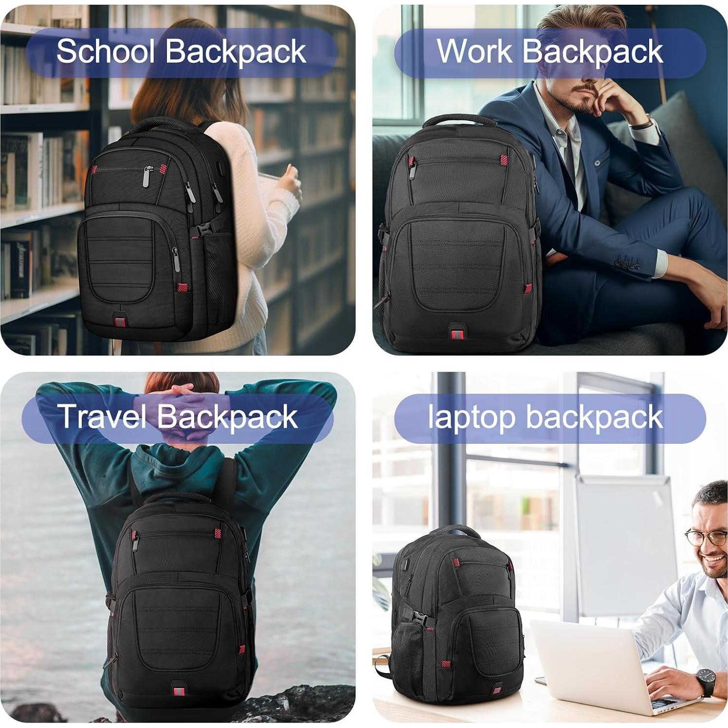 Mochila de viaje ZMMMA 50L para laptop 43.9 cm negra