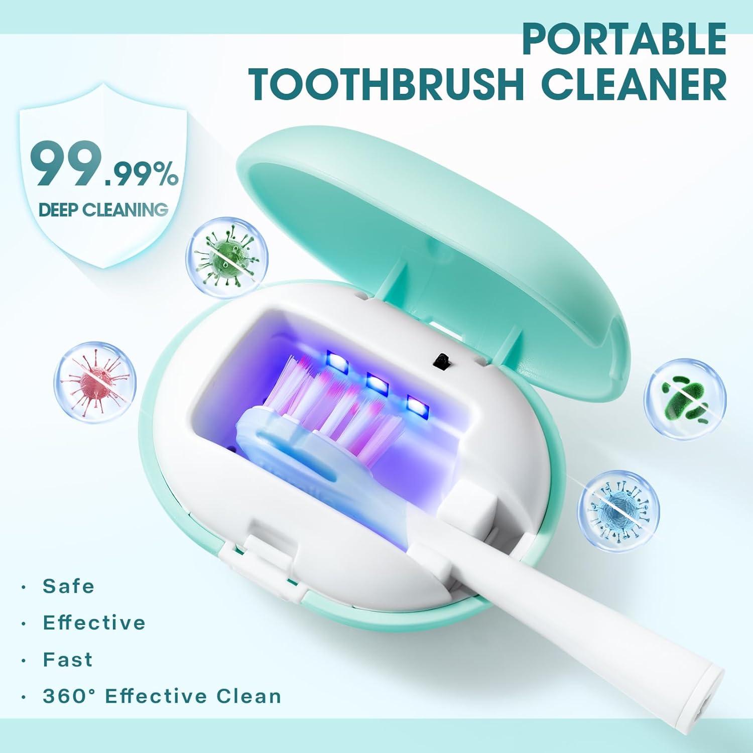 Estuche Limpiador Recargable para Cepillos de Dientes Azul