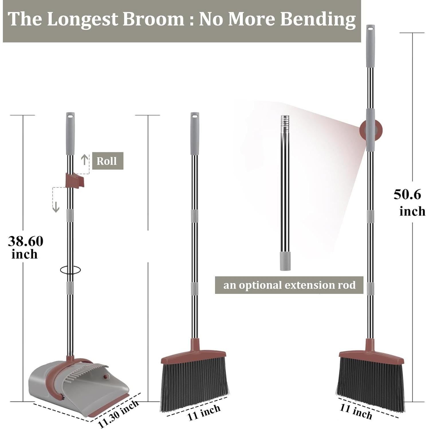 Juego de Escoba y Recogedor Ivandar 128 cm, Cerdas Sintéticas