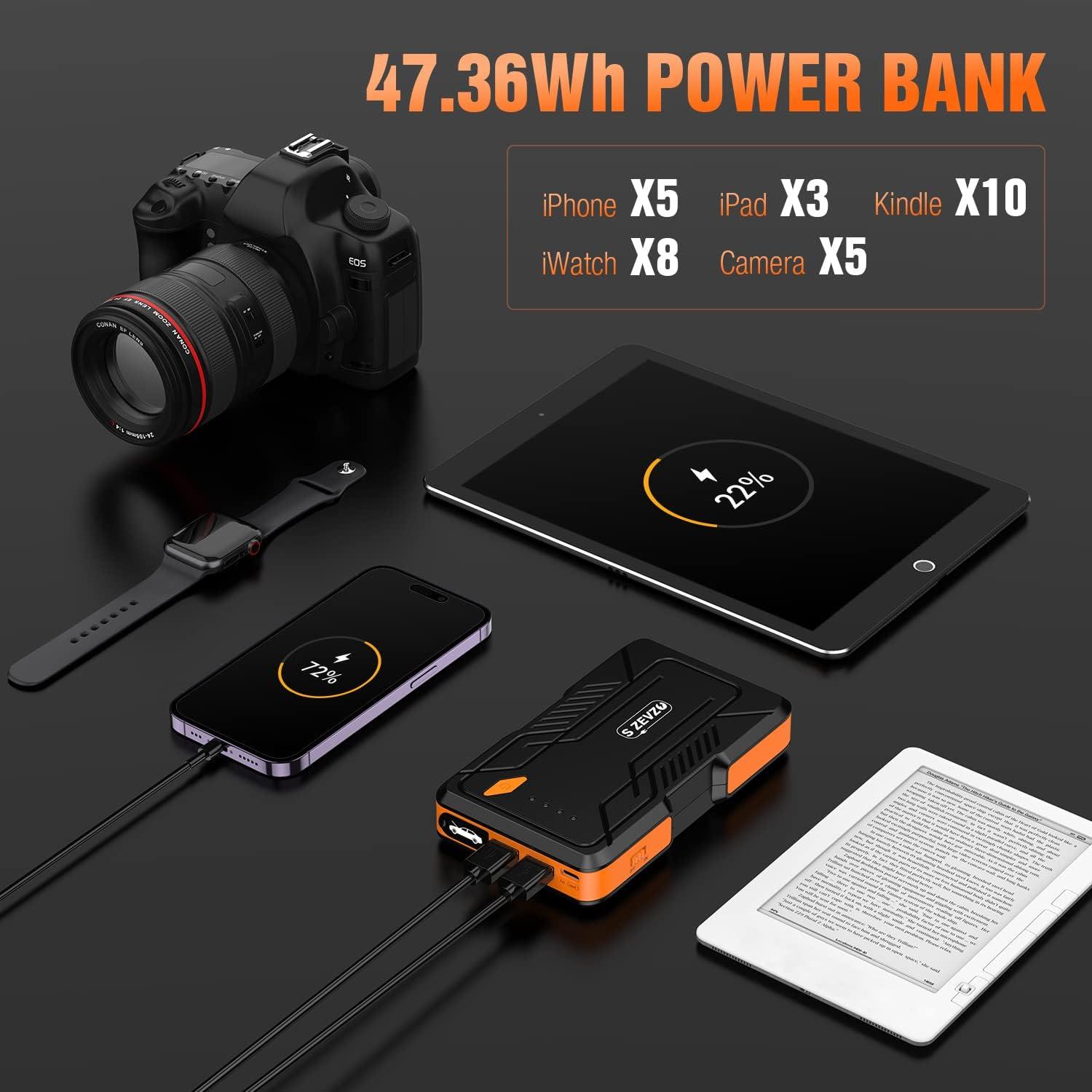 Arrancador de Salto S ZEVZO DJS70 1000A 12V con USB y Linterna