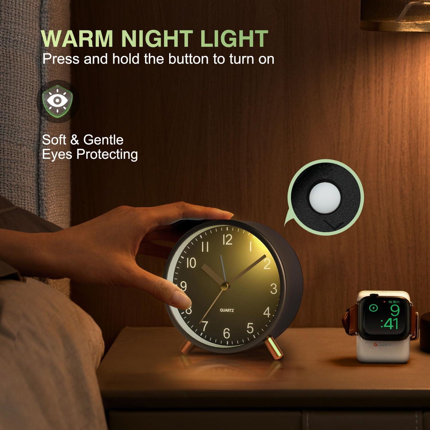 Reloj Despertador Analógico YouJabz Metal Negro Silencioso