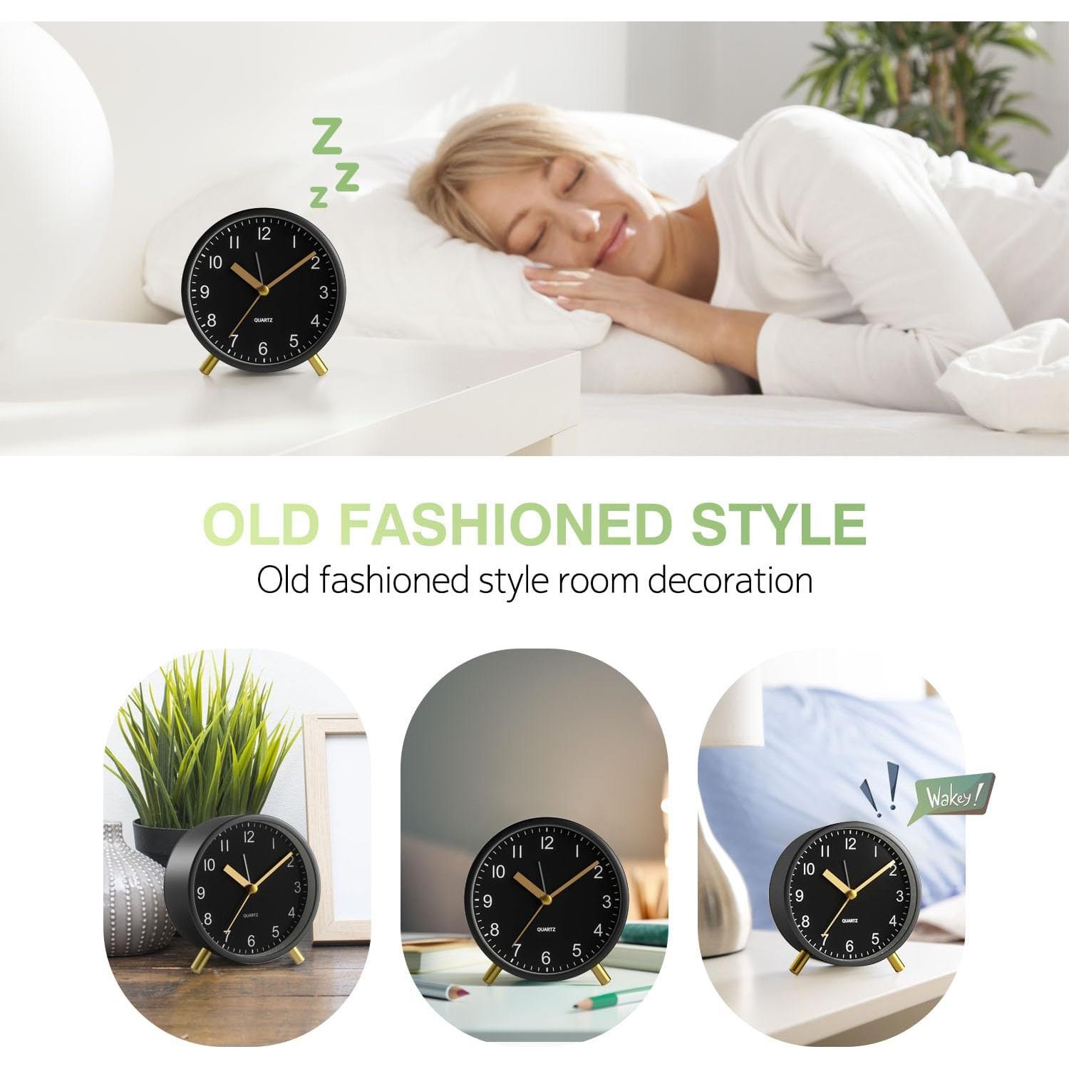 Reloj Despertador Analógico YouJabz Metal Negro Silencioso