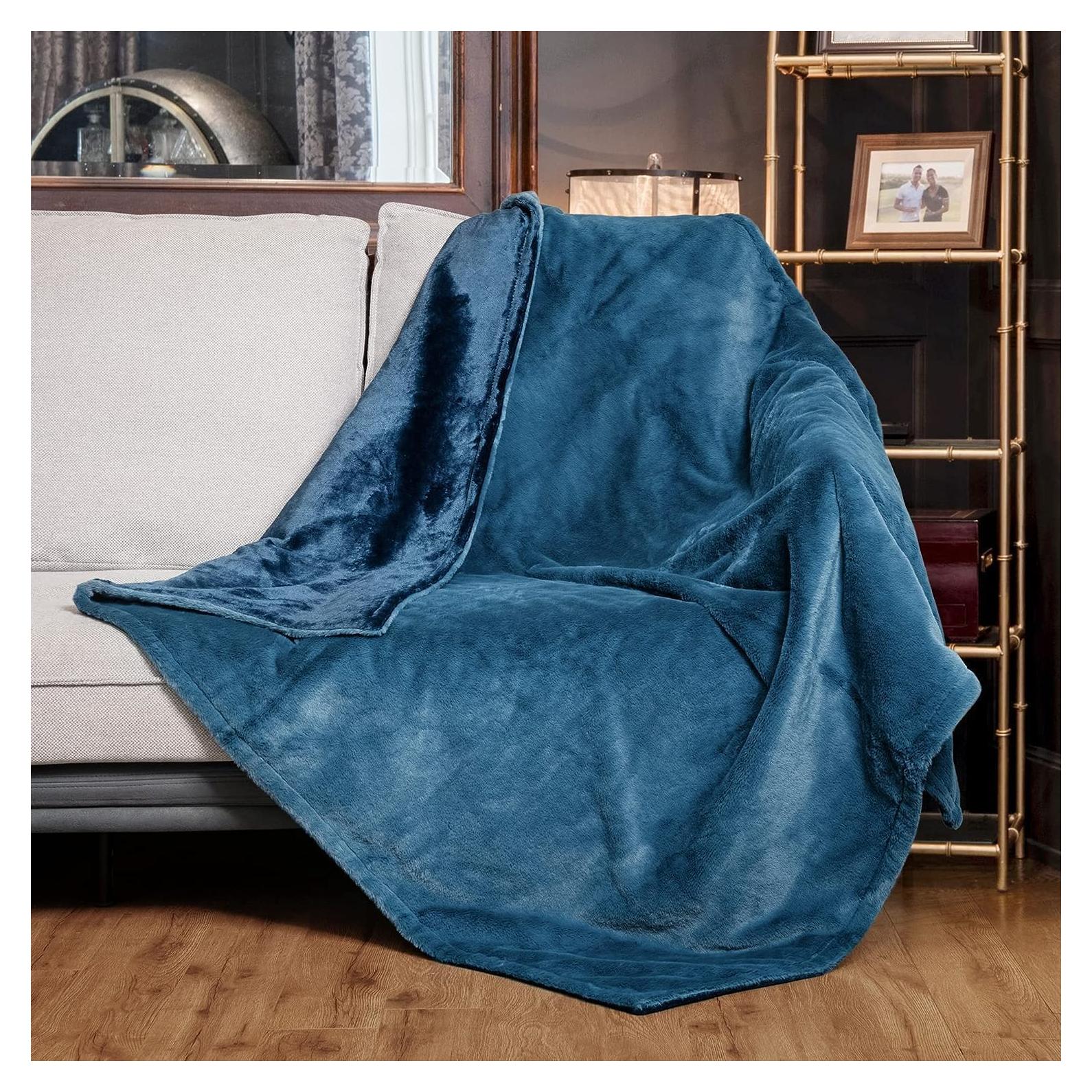 WOOMER Electric Heated Throw Blanket(50"x 60"), Soft Faux Fur Fast Heating Blanket with Multi-Color Option, 4 Heating Levels & 4H Auto Off, Machine Washable, Over-Heat Protection