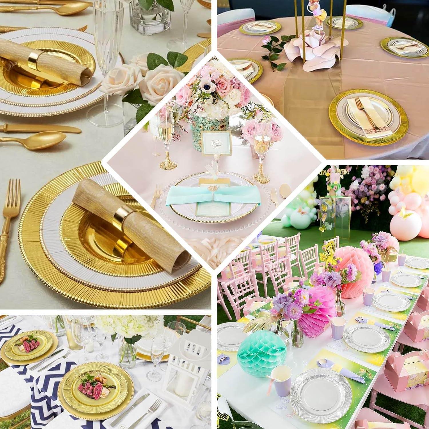 Platos de Papel Desechables Efavormart 25 Unidades 20 cm Negro/Dorado