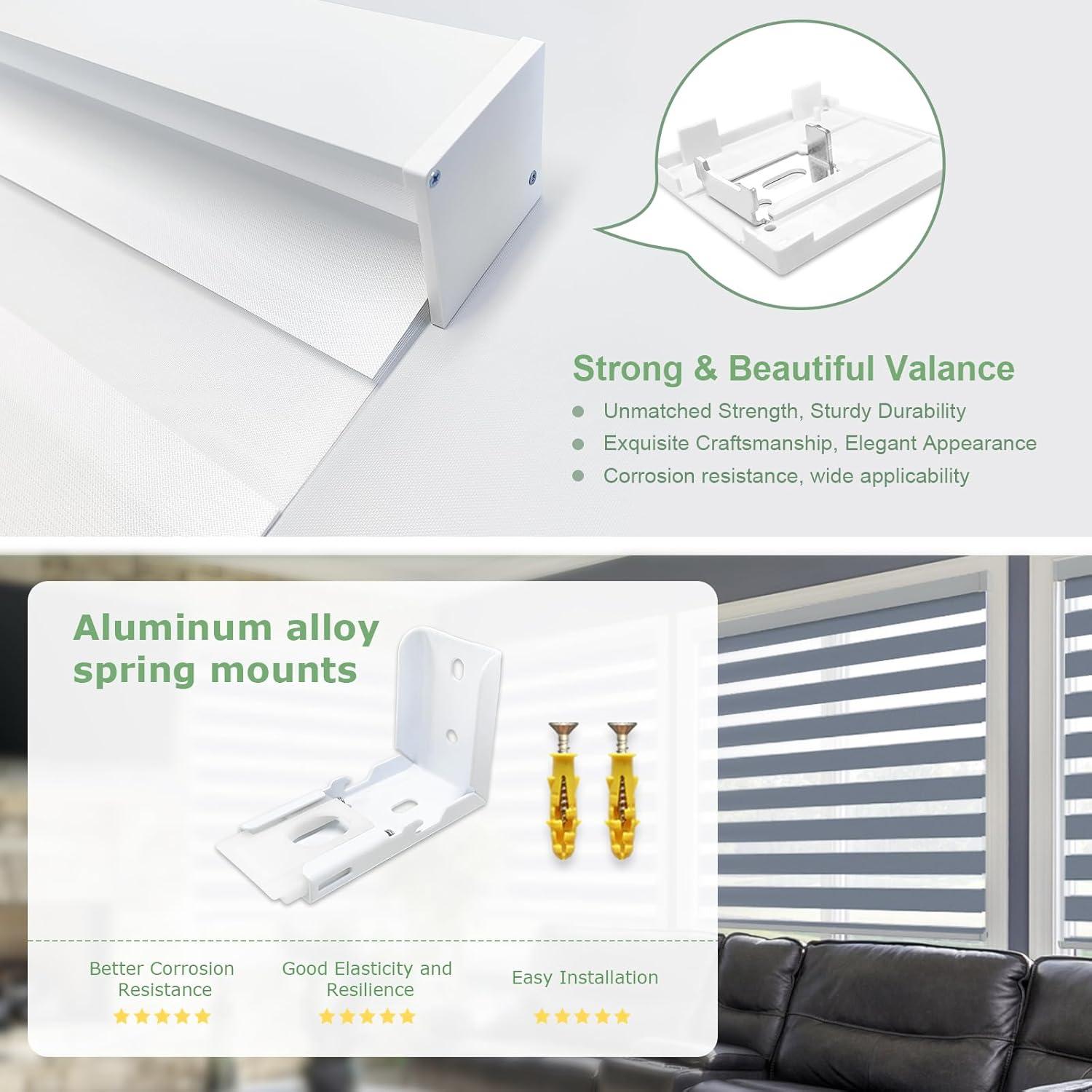 Motorized Blinds with Remote, 95% Blackout Smart Electric Zebra Shades, Built-in Rechargeable Tubular Motor Automatic Blinds for Window Compatible with Alexa Google (Luxurious White, 20" W x 72" H)