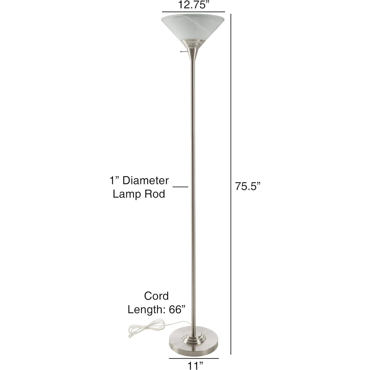 Lámpara de Pie Torchiere Lavish Home - LED Incluida, Plata Cepillada