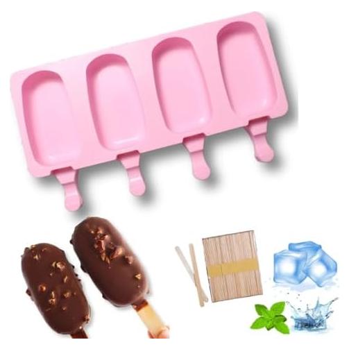 Molde de Paletas POWERDEVIL Rosa Silicona 4 Compartimentos