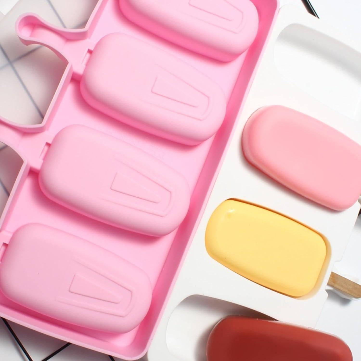 Molde de Paletas POWERDEVIL Rosa Silicona 4 Compartimentos