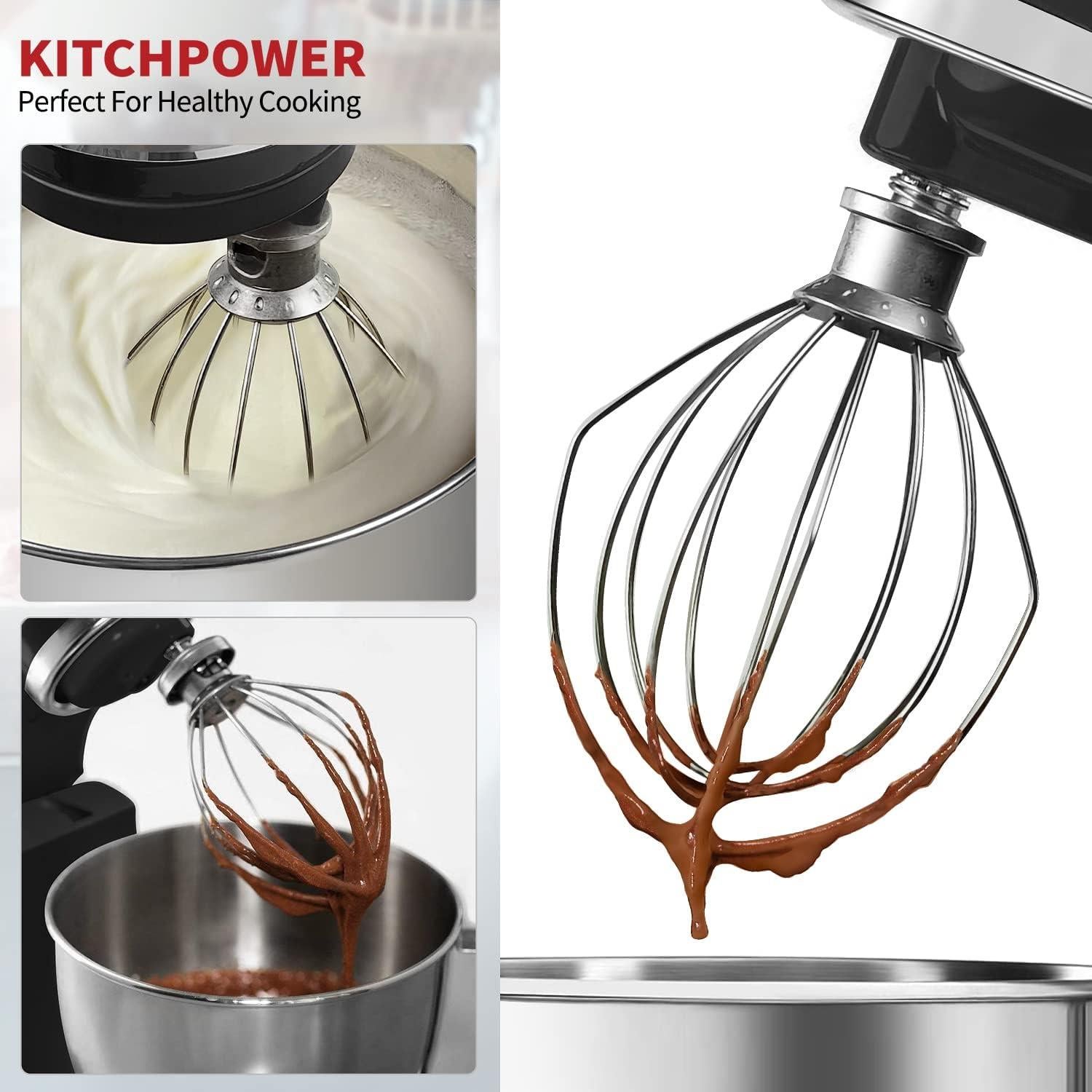 K45WW Wire Whip Attachment for Tilt-Head Stand Mixer Stainless Steel Egg Cream Stirrer, Flour Cake Balloon Whisk