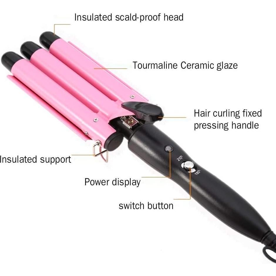 Plancha de Rizar Cabello 3 Barriles Cerámica MODVICA 25mm/32mm