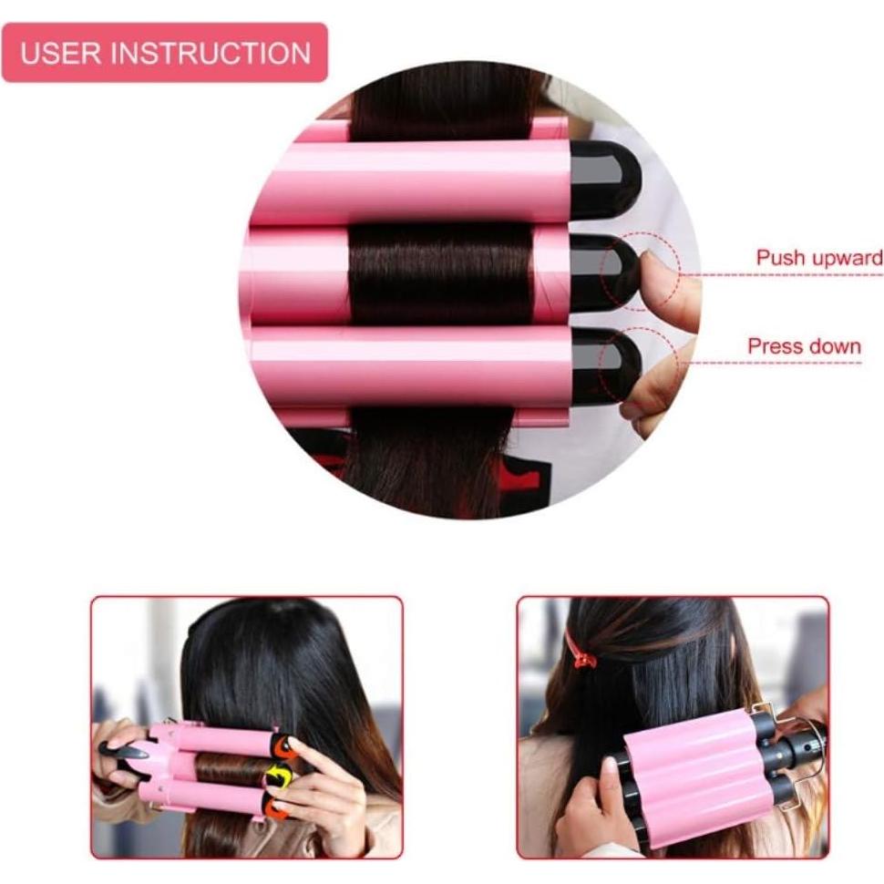 Plancha de Rizar Cabello 3 Barriles Cerámica MODVICA 25mm/32mm