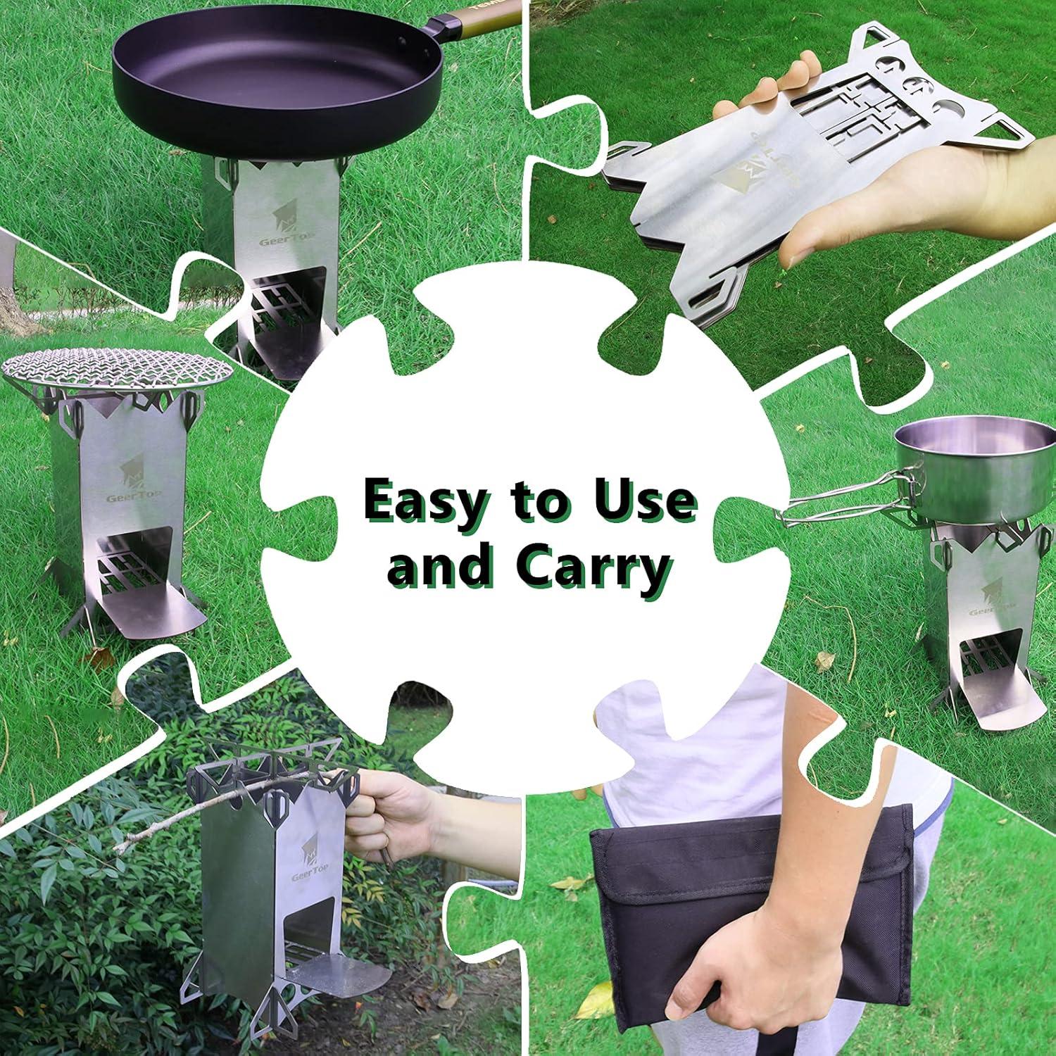 Estufa de Camping GEERTOP de Acero Inoxidable Portátil