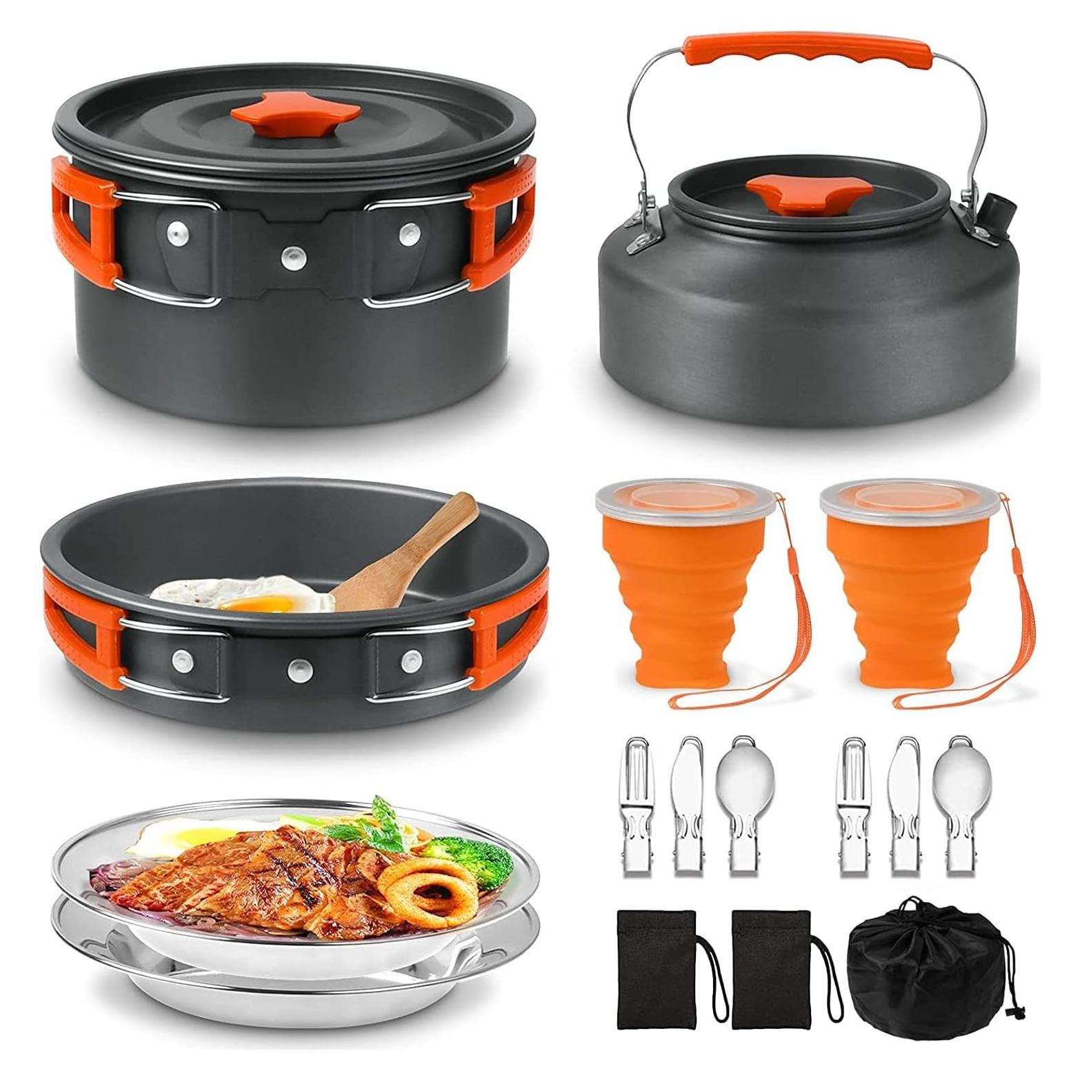 Juego de Cocina Camping Sanheshun 18 Piezas Aluminio