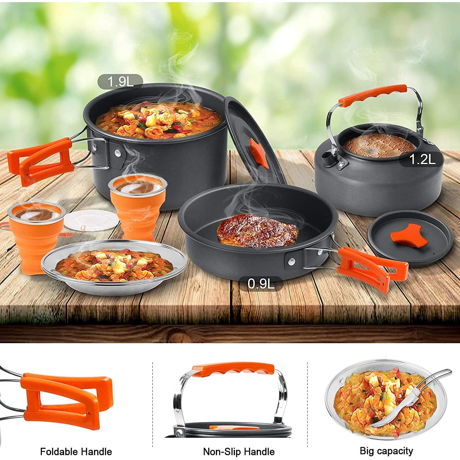 Juego de Cocina Camping Sanheshun 18 Piezas Aluminio