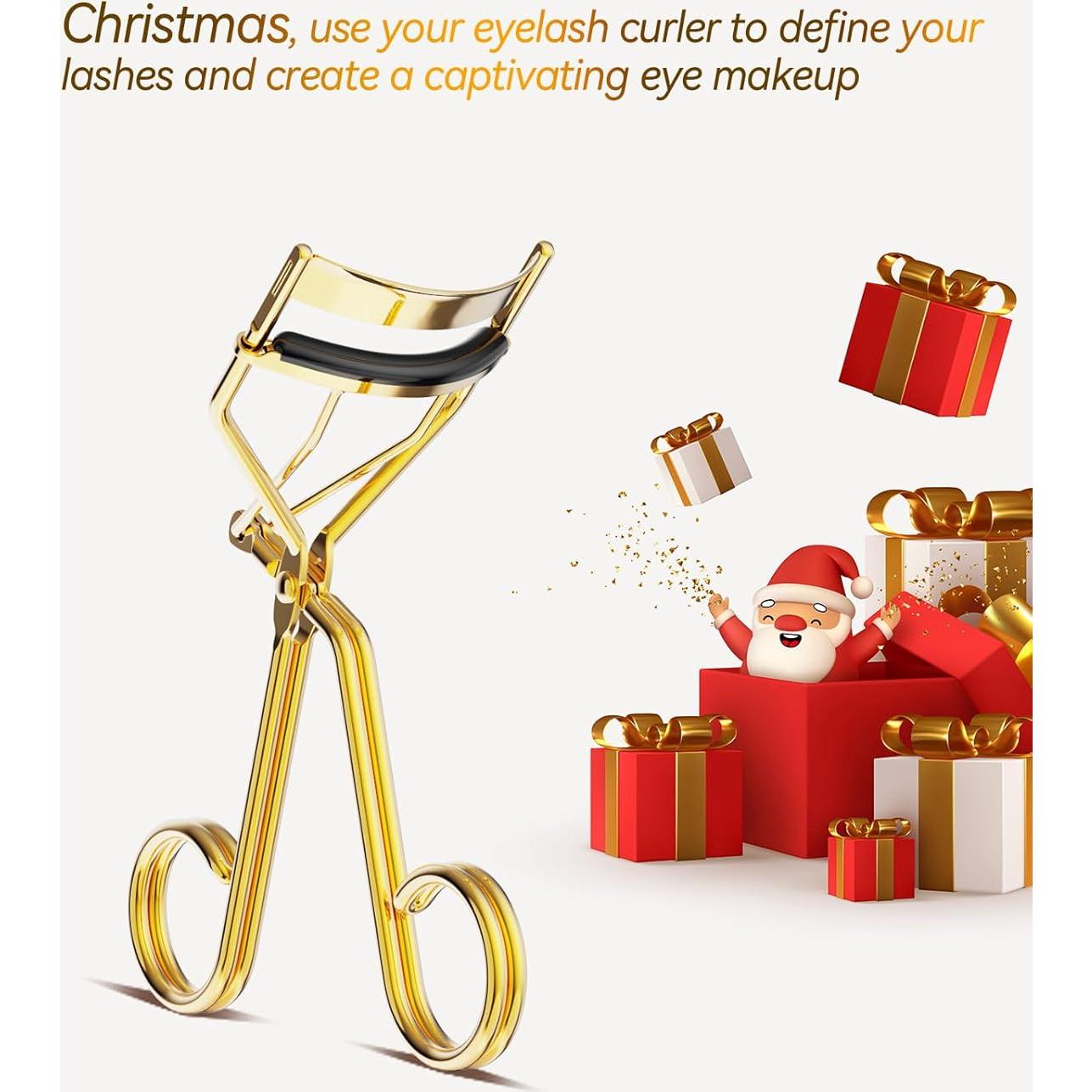 Rizador de Pestañas TOMEEM Dorado con Peine y Almohadillas