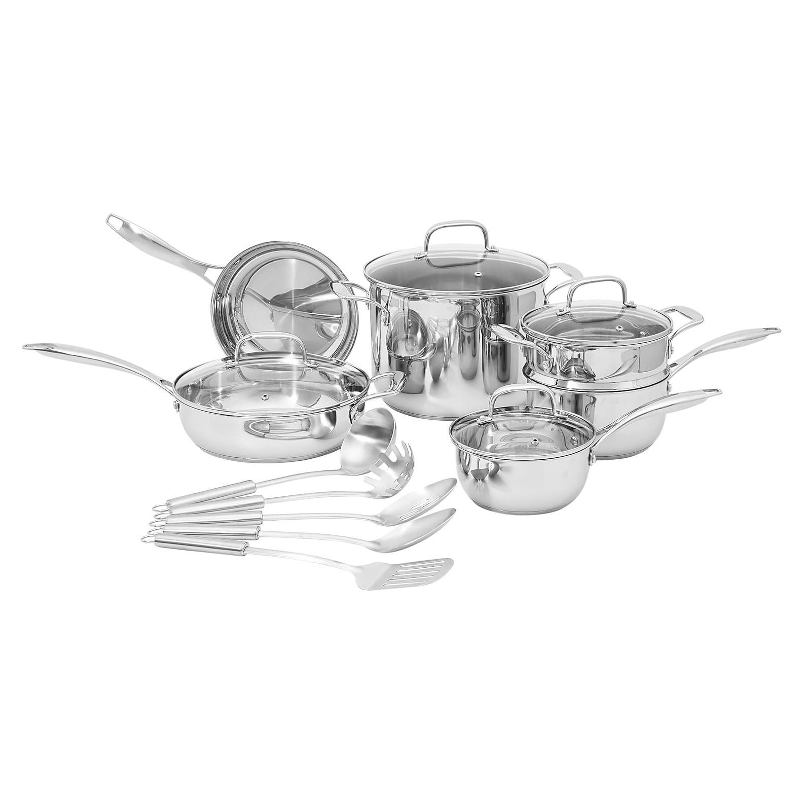 Juego de Utensilios de Cocina 15 Pzas Amazon Basics Acero Inox