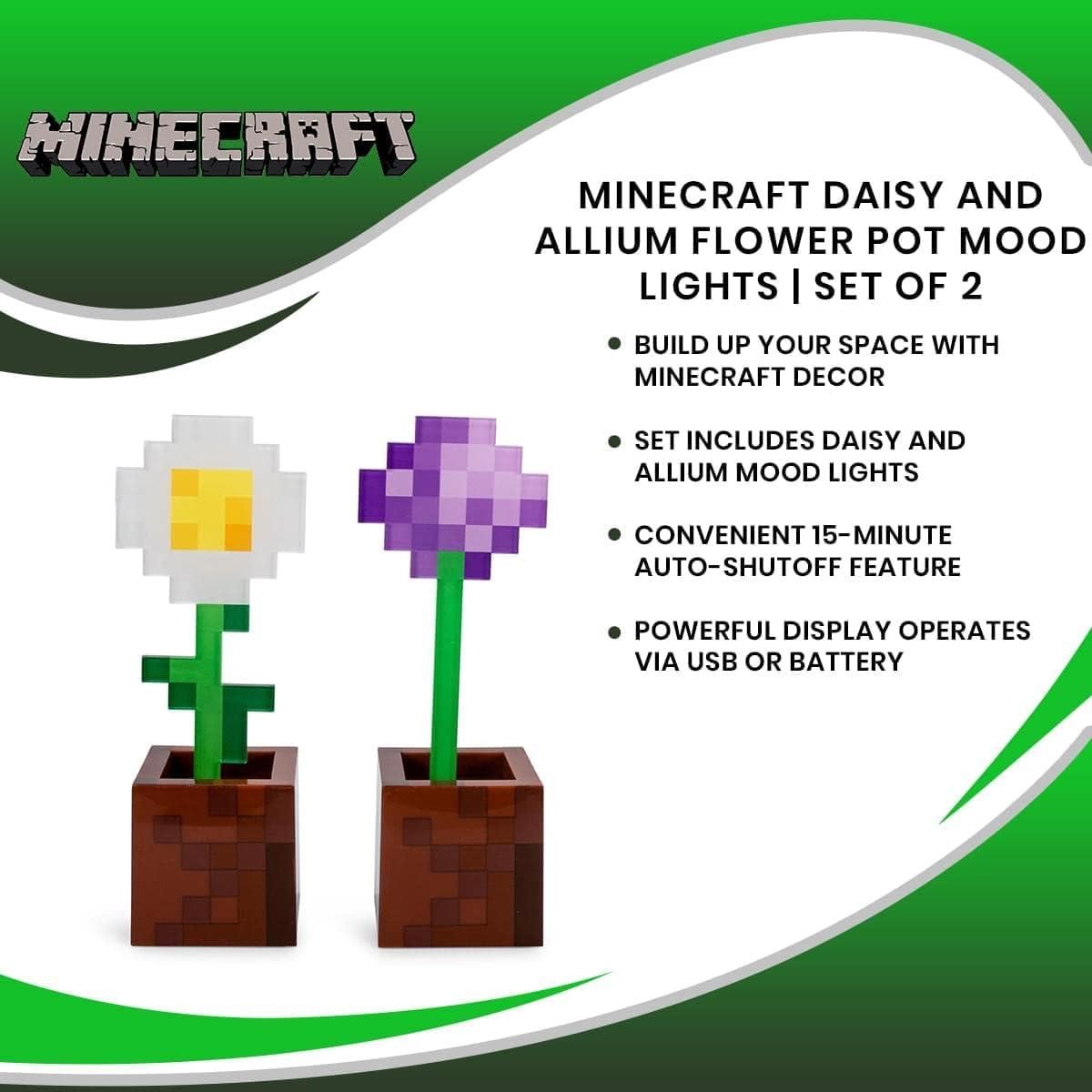 Lámparas LED de Mesa Minecraft Daisy y Allium, Set de 2