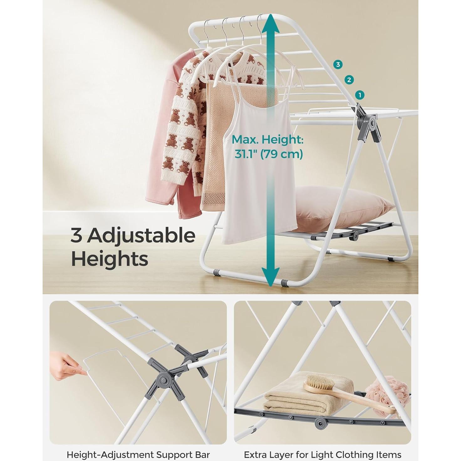 Soporte para Secar Ropa Plegable SONGMICS 2 Niveles 44x101cm