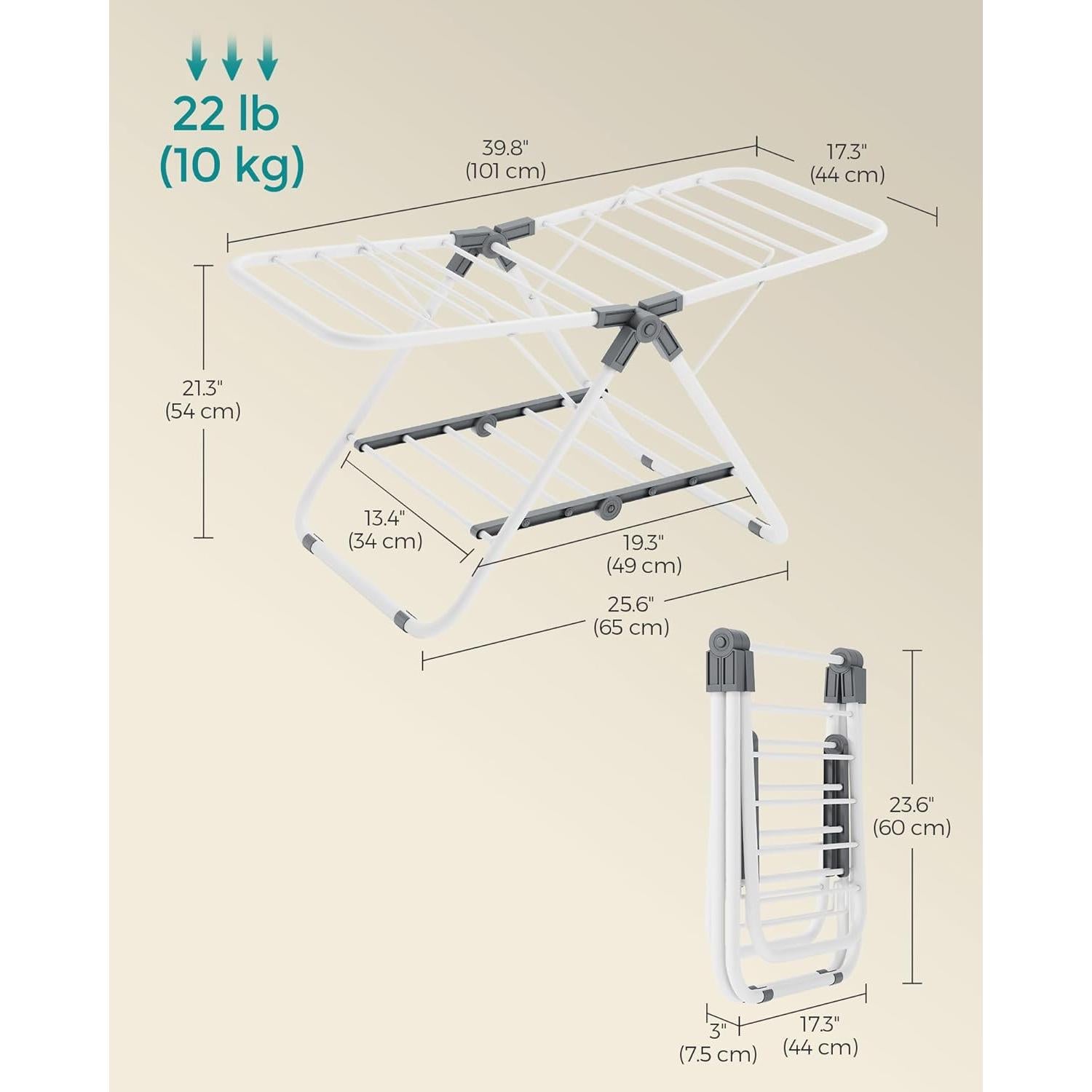 Soporte para Secar Ropa Plegable SONGMICS 2 Niveles 44x101cm