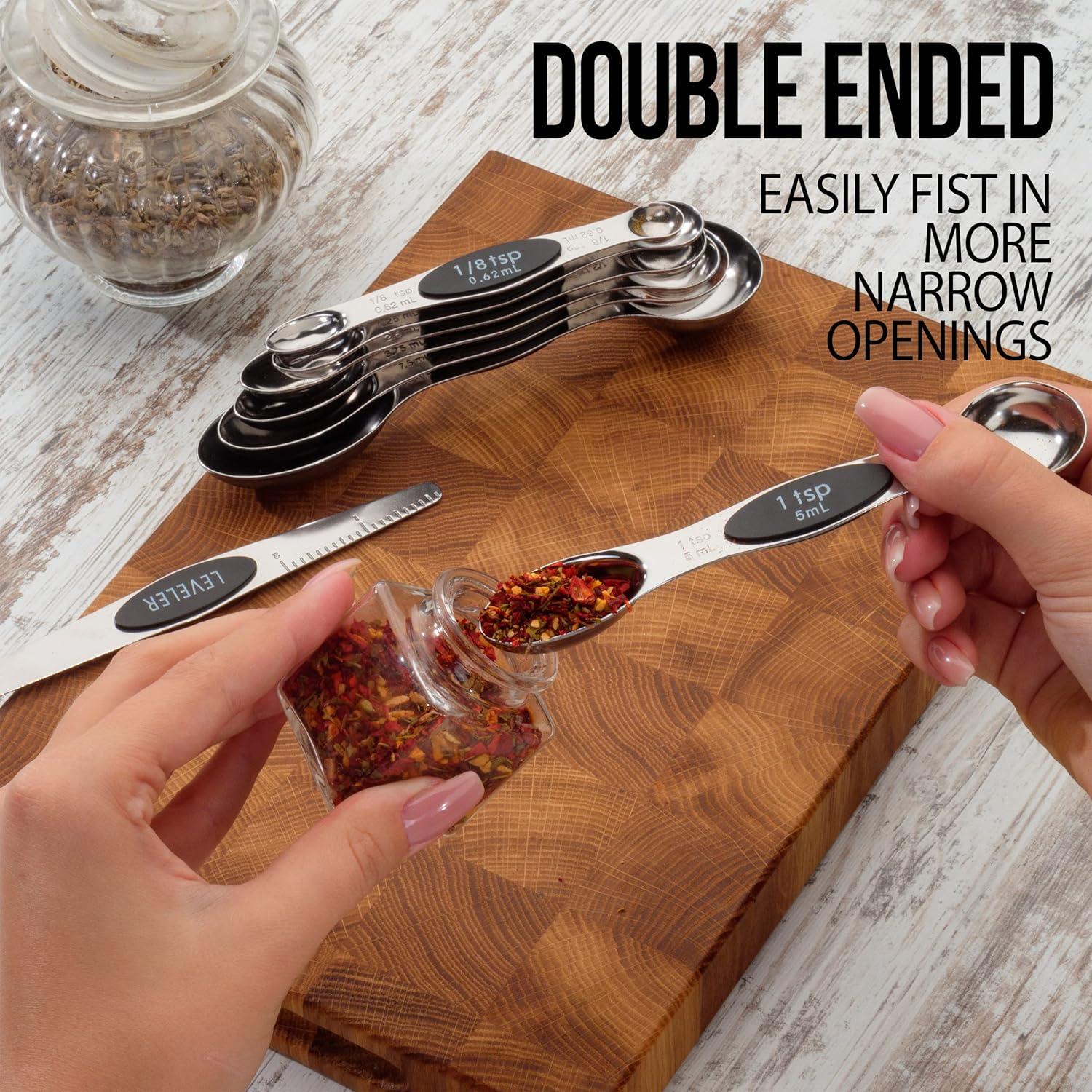 Juego de Cucharas Medidoras Magnéticas CH1EF Acero Inoxidable 8 Piezas