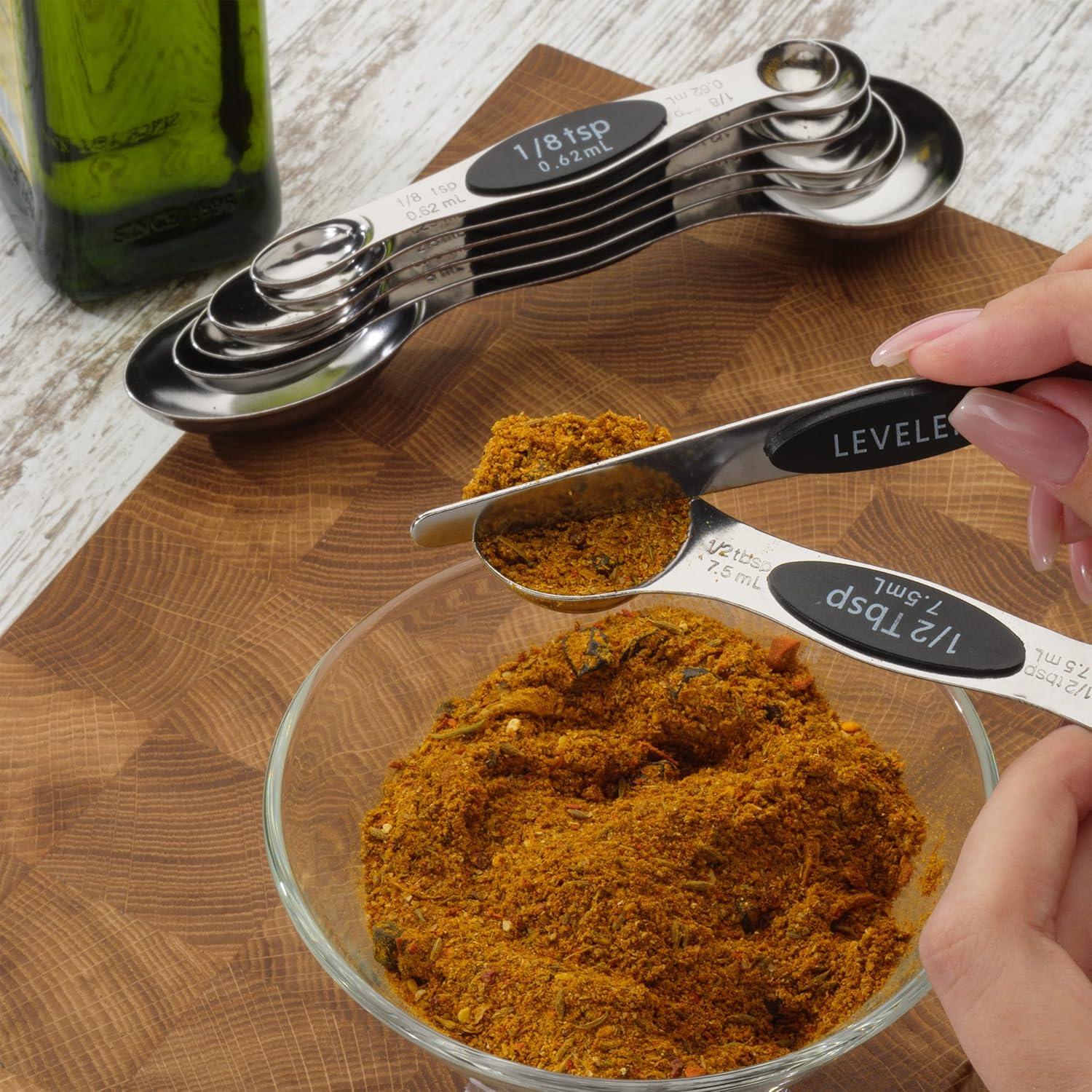 Juego de Cucharas Medidoras Magnéticas CH1EF Acero Inoxidable 8 Piezas