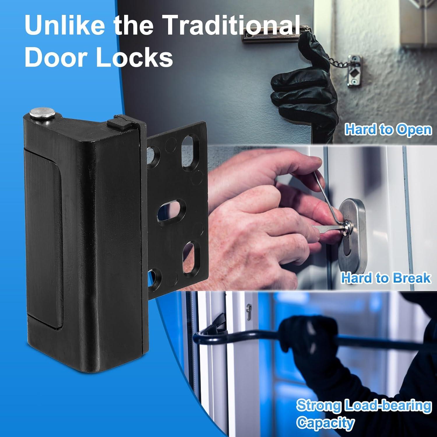 Cerradura de Refuerzo PATIKIL para Puertas Interiores Negra