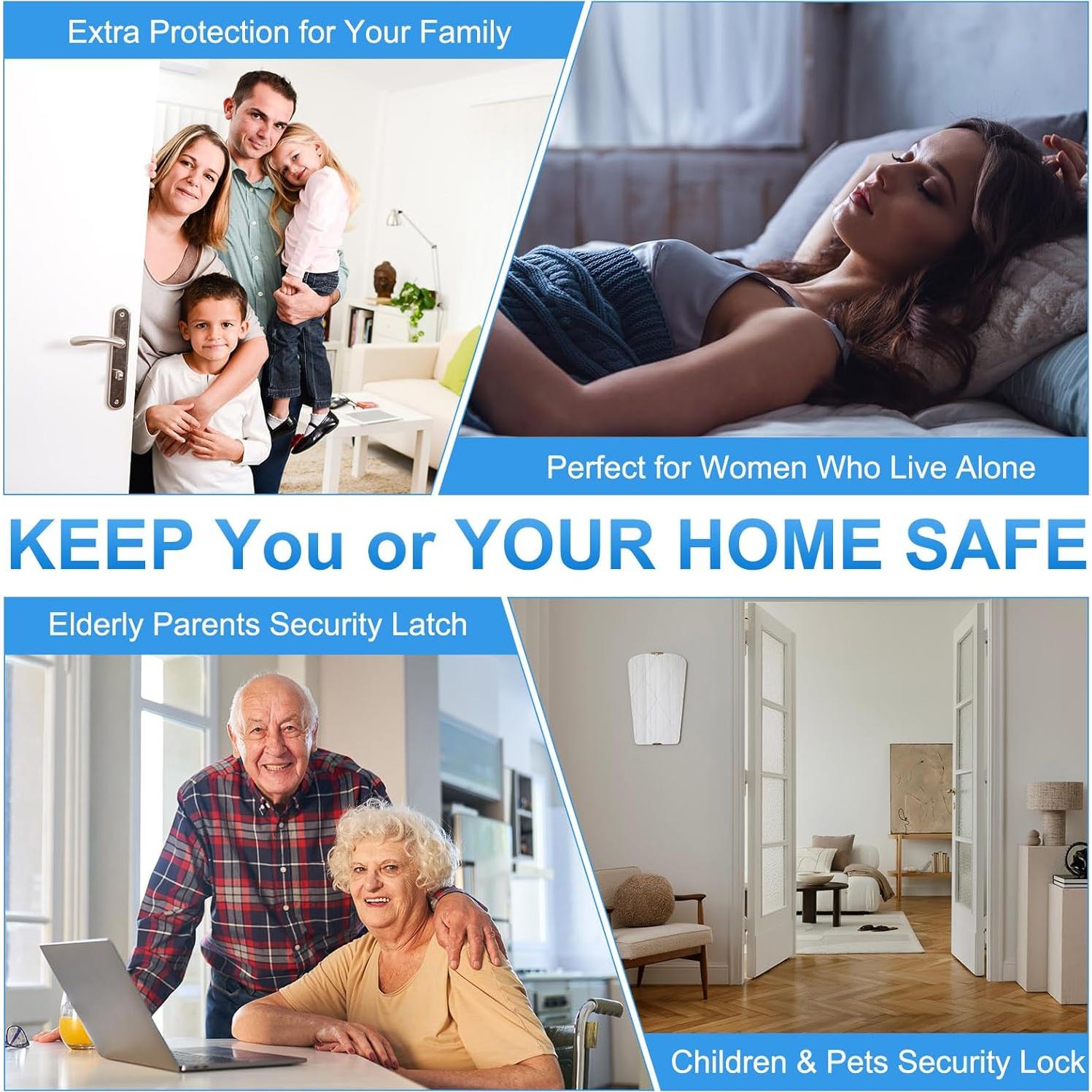 Cerradura de Refuerzo PATIKIL para Puertas Interiores Negra