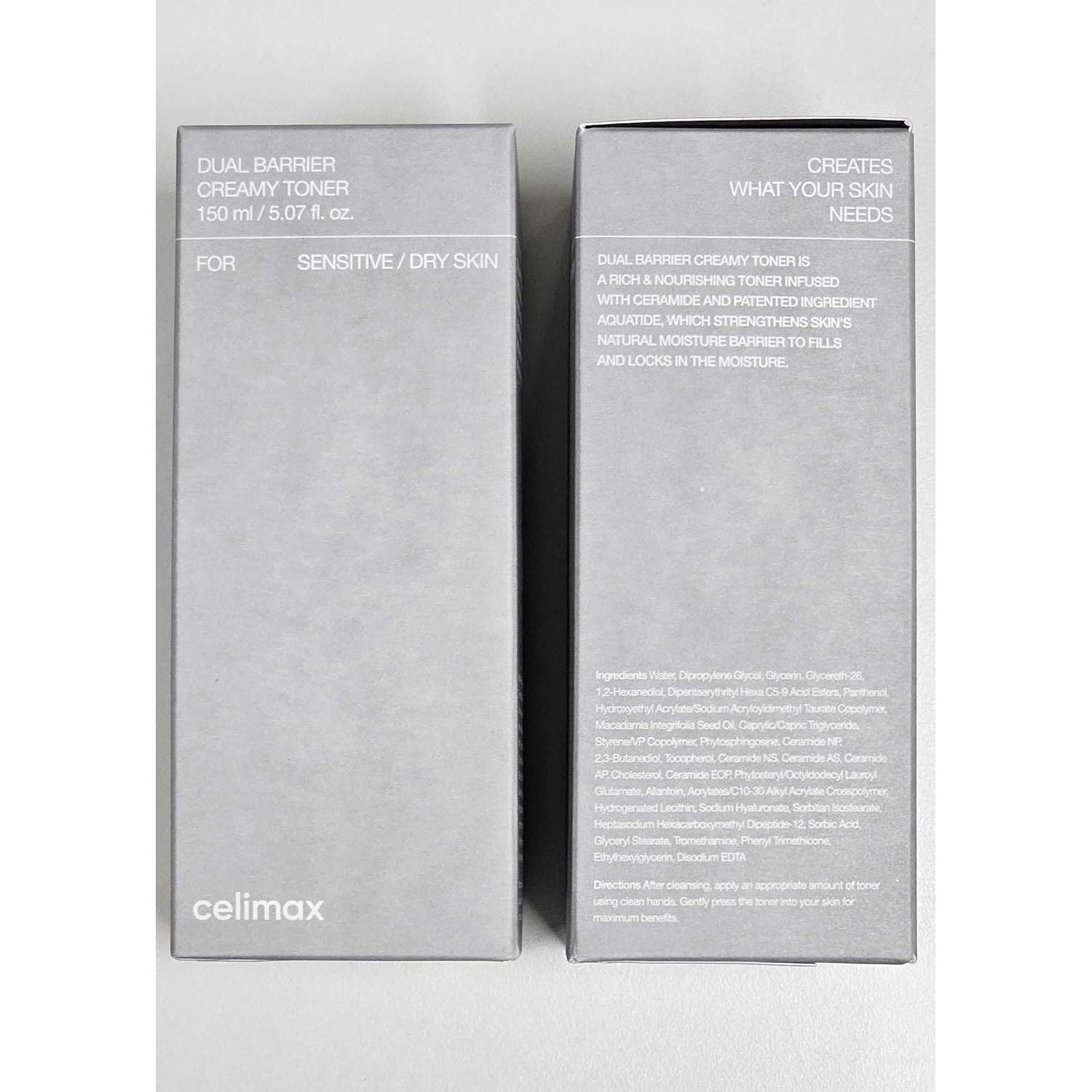 celimax Dual Barrier Creamy Toner | with Ceramides, Peptide, Oil & Alcohol Free, Facial Astringent, Hydrating, Calming, Soothing, Non Irritating,150ml