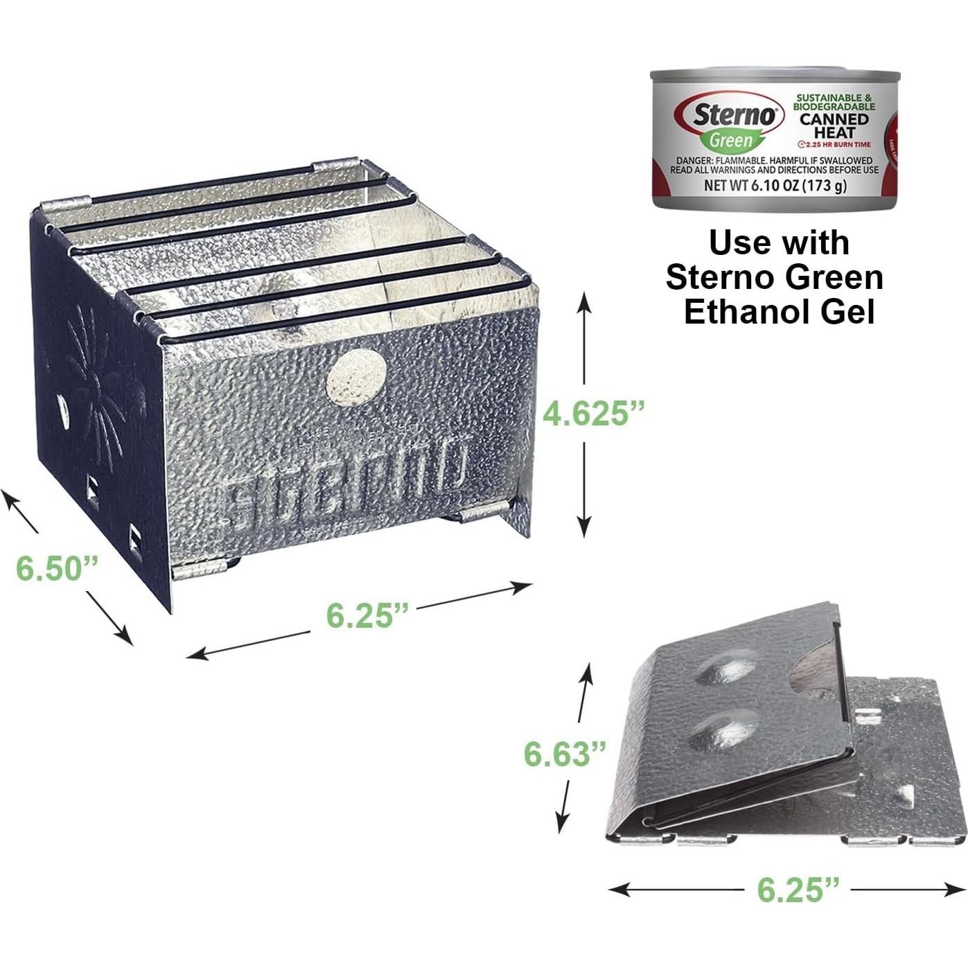 Estufa de Camping Plegable Sterno - Cocina Exterior Plata