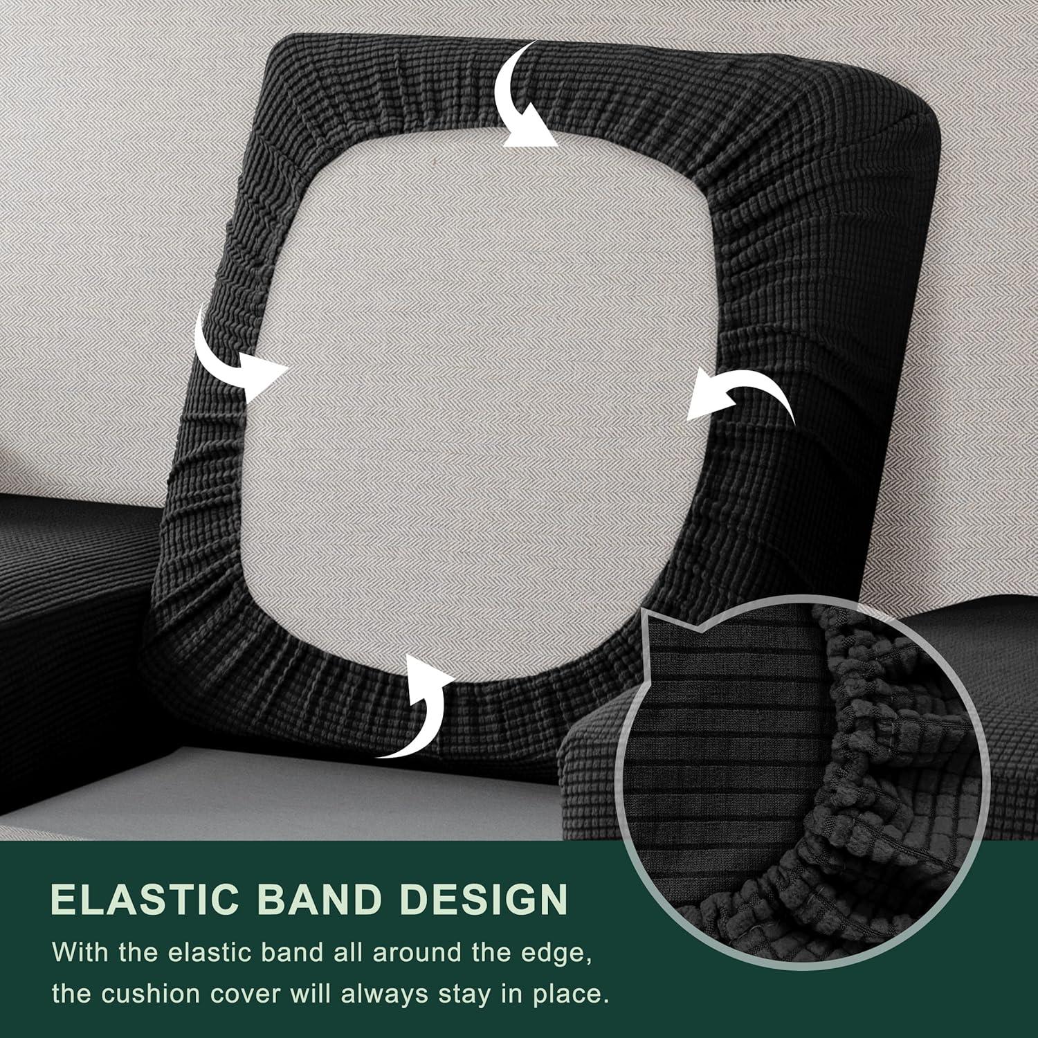 Fundas de Cojín Estirables CHUN YI 2pc Negro Jacquard