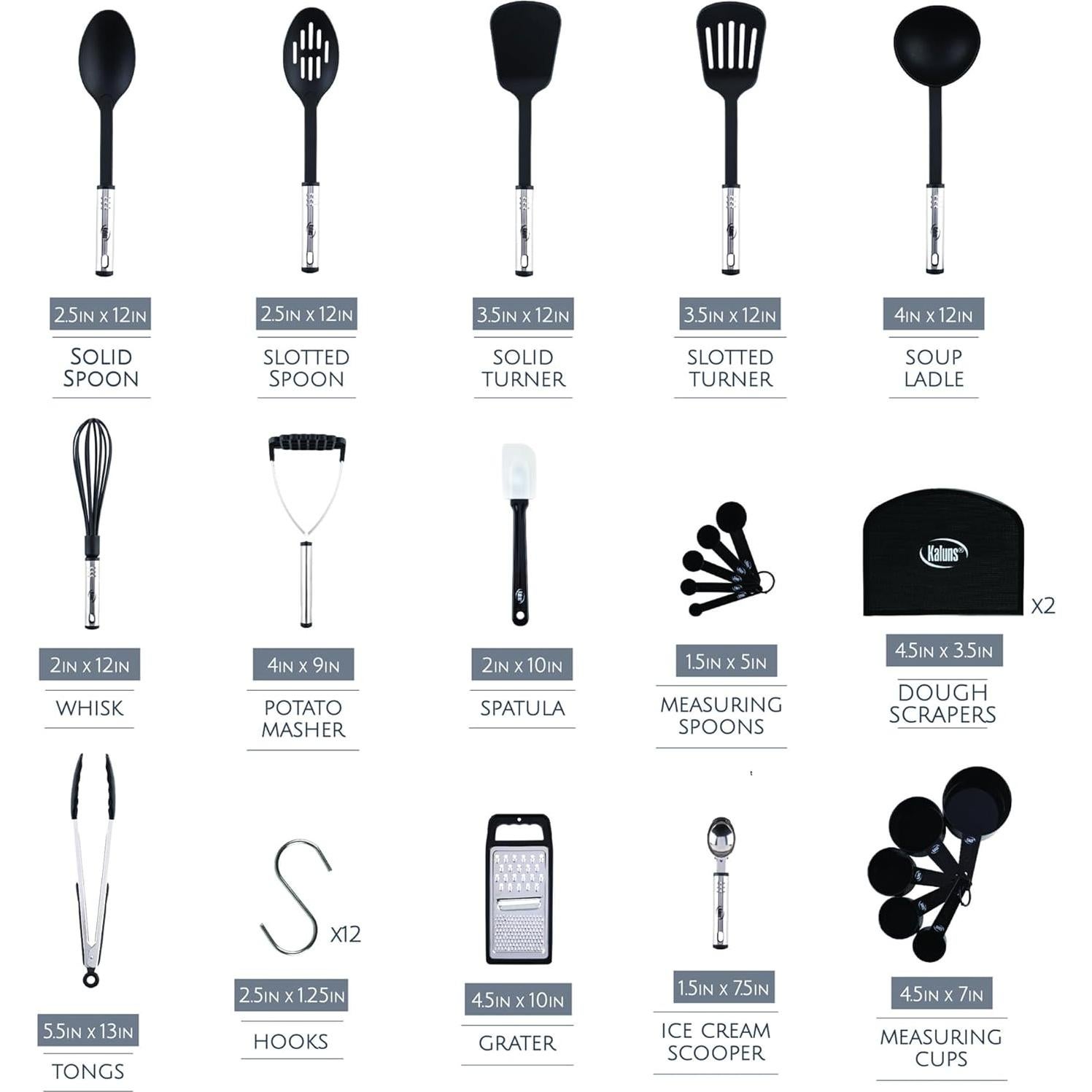 Juego de Utensilios de Cocina Kaluns 35 Piezas Nylon Acero