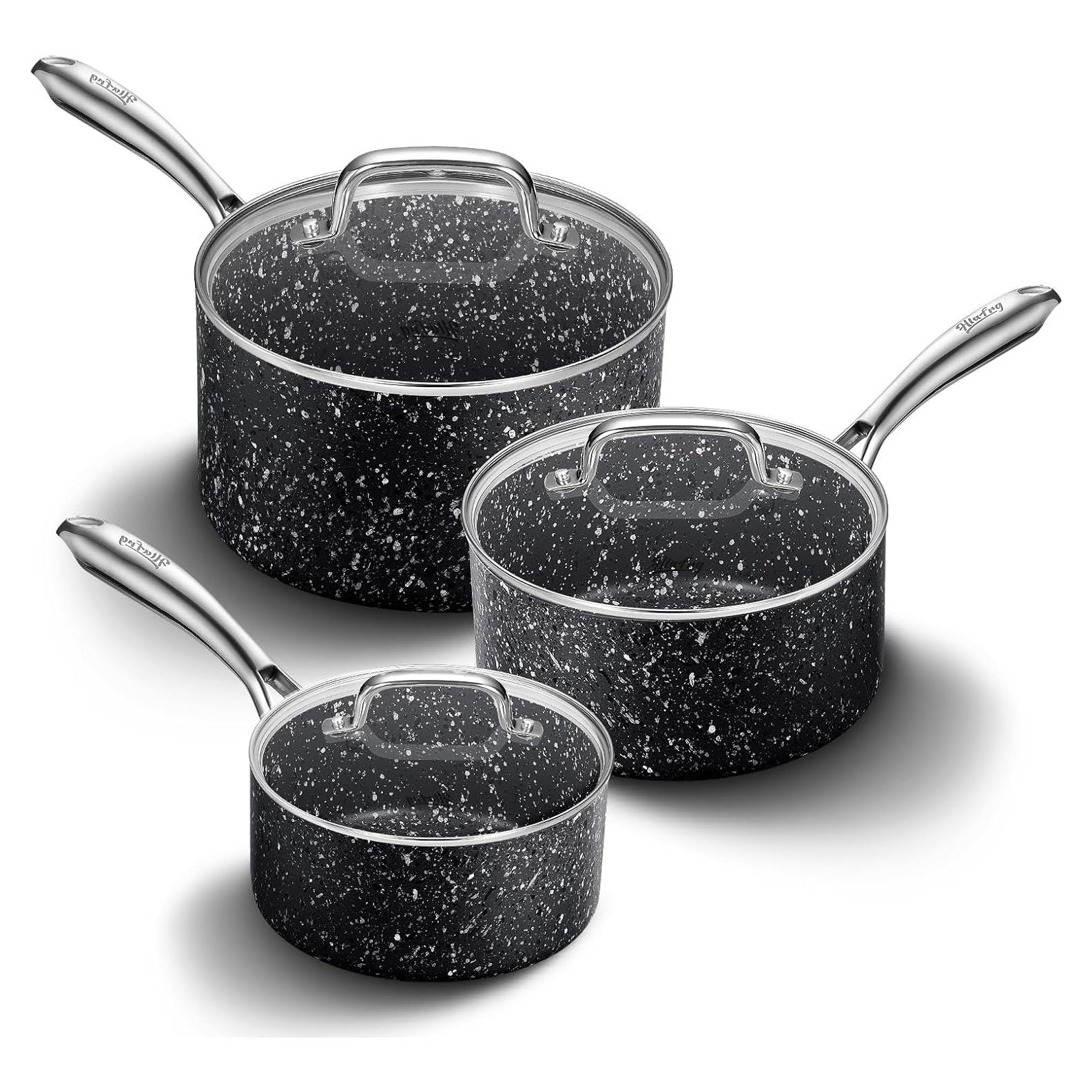 Juego de Cacerolas HLAFRG 3 Piezas Antiadherentes Negro