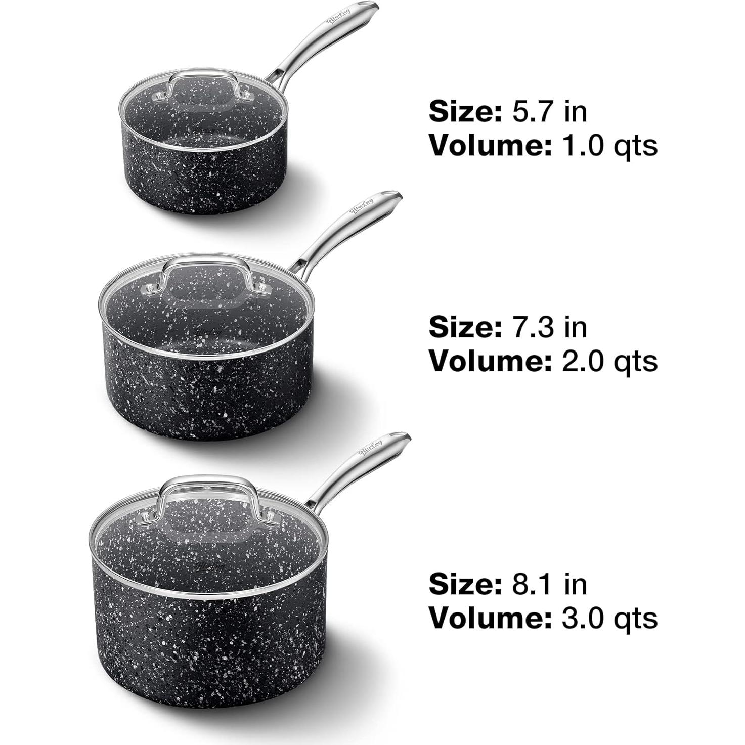 Juego de Cacerolas HLAFRG 3 Piezas Antiadherentes Negro