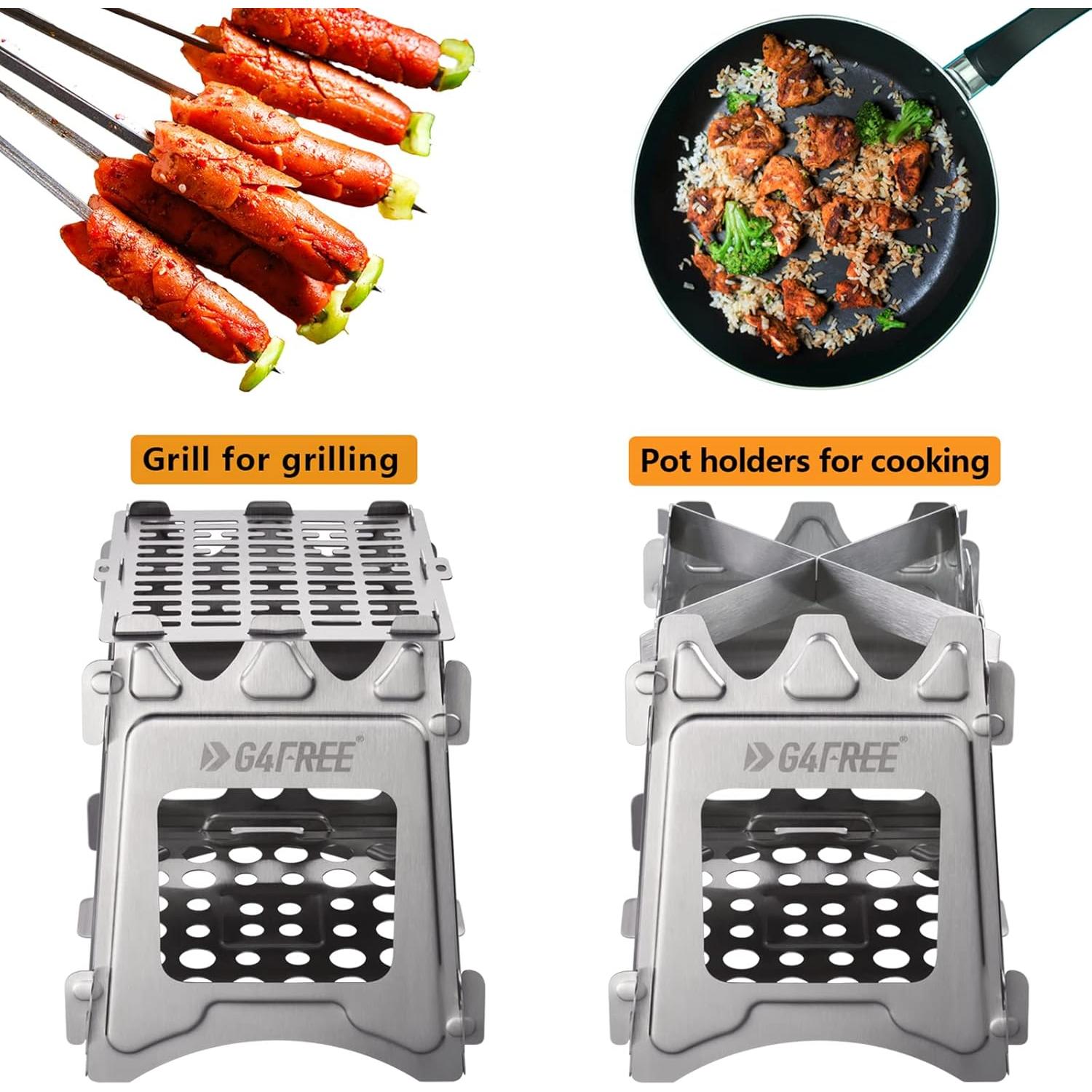 Estufa de Camping G4Free Plegable de Acero Inoxidable