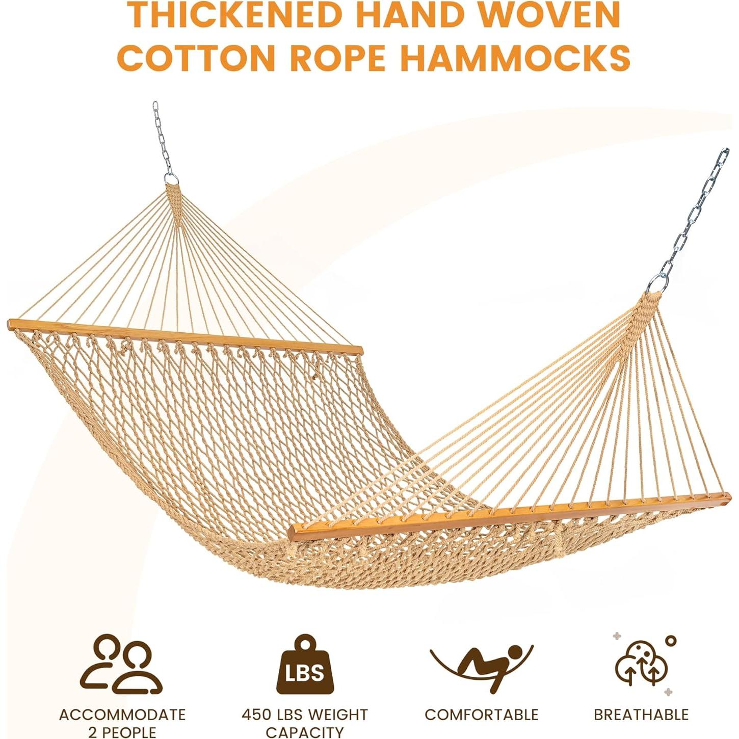 Hamaca Doble Lazy Daze Algodón 2 Personas Beige 204 kg