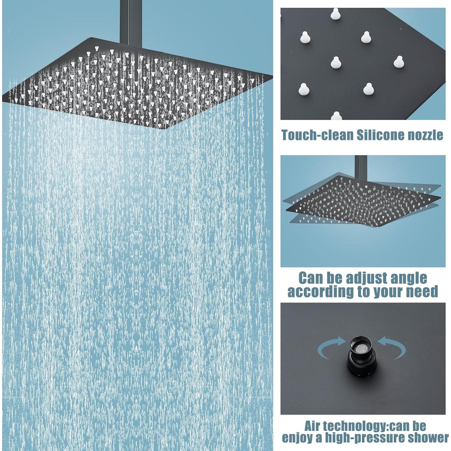 Sistema de Ducha Montado en Techo Saetow 12" Alta Presión