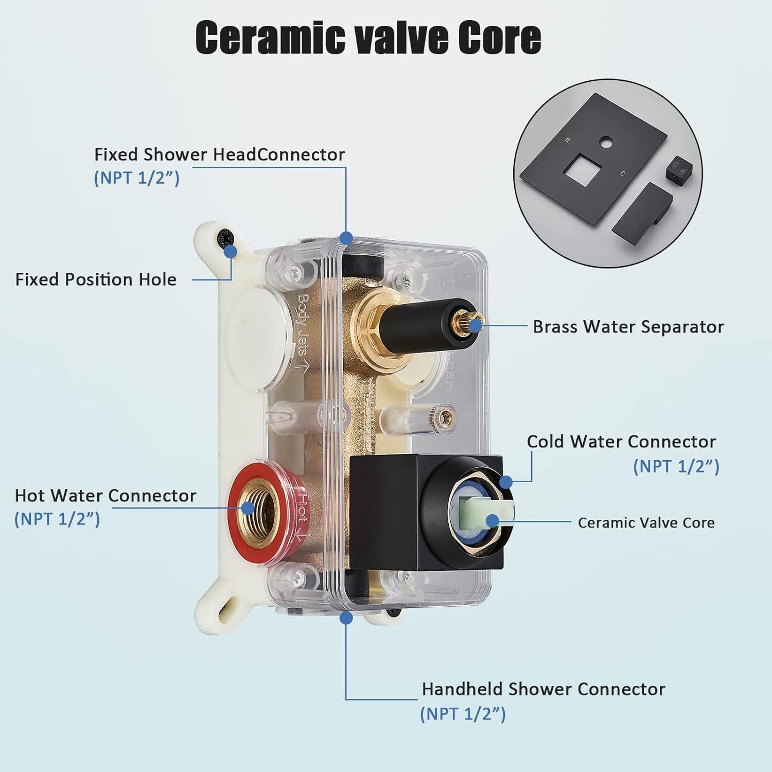 Sistema de Ducha Montado en Techo Saetow 12" Alta Presión