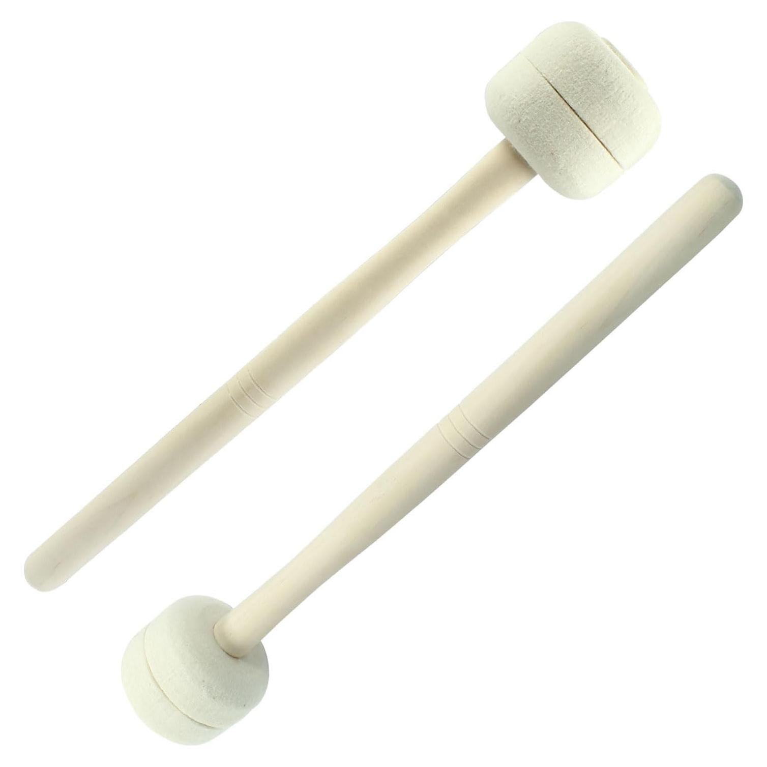 Waziaqoc 2Pcs Bass Drum Mallet, 12.6 Inch Wool Felt Head Drum Mallet Stick, Maple Stick Body Mallet for Percussion Marching Band