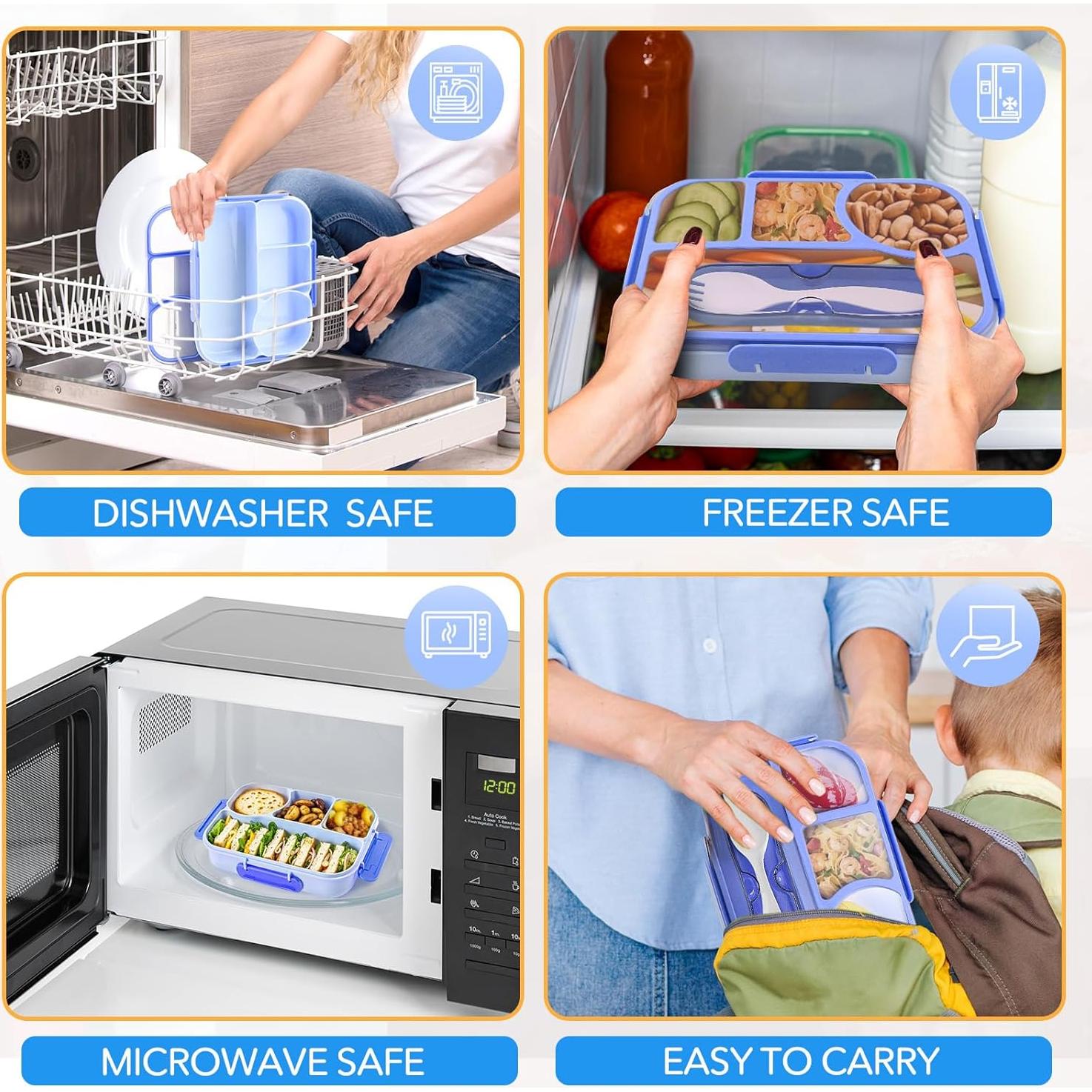 Caja Bento Adulto EASYFUN 1000ml 4 Compartimentos Azul