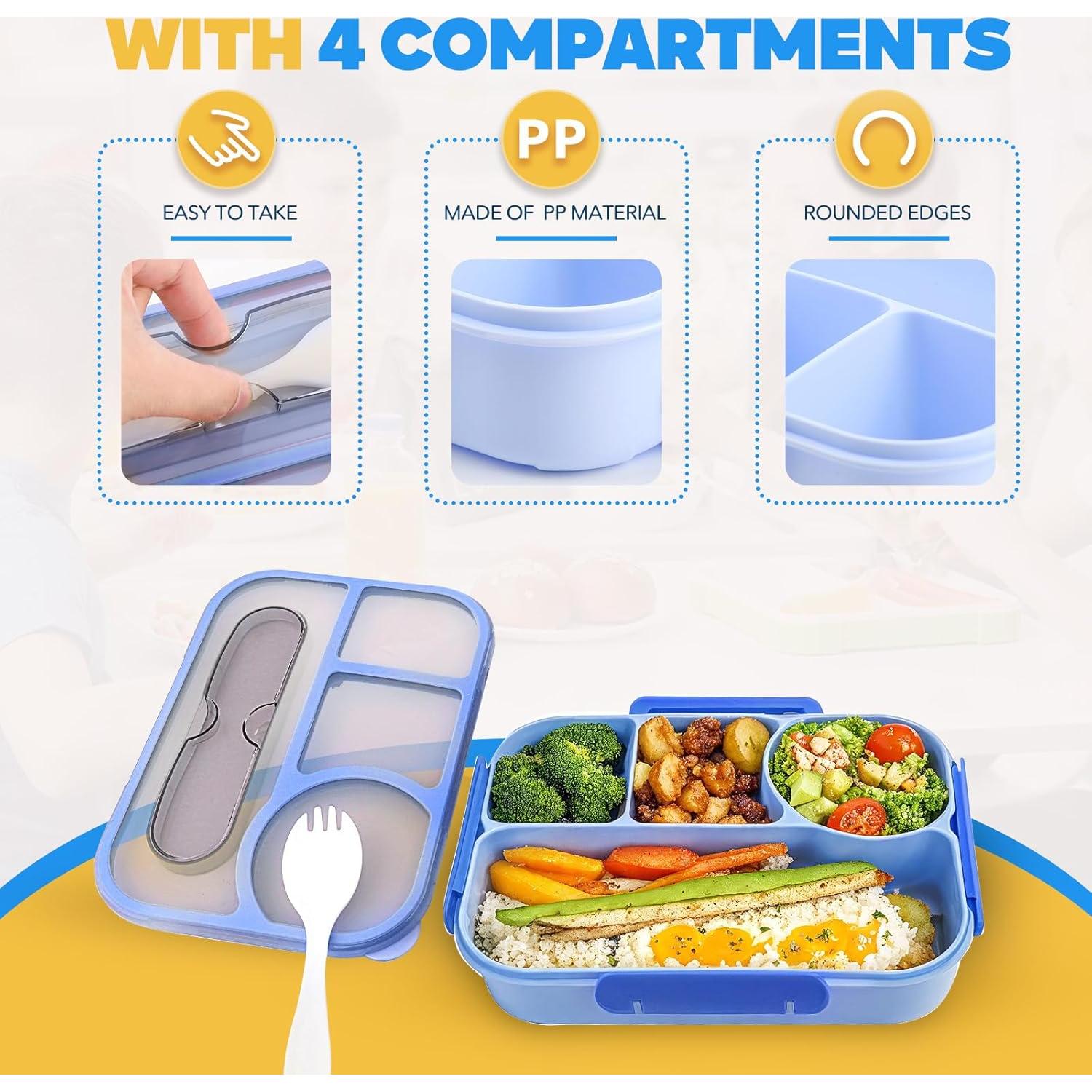 Caja Bento Adulto EASYFUN 1000ml 4 Compartimentos Azul