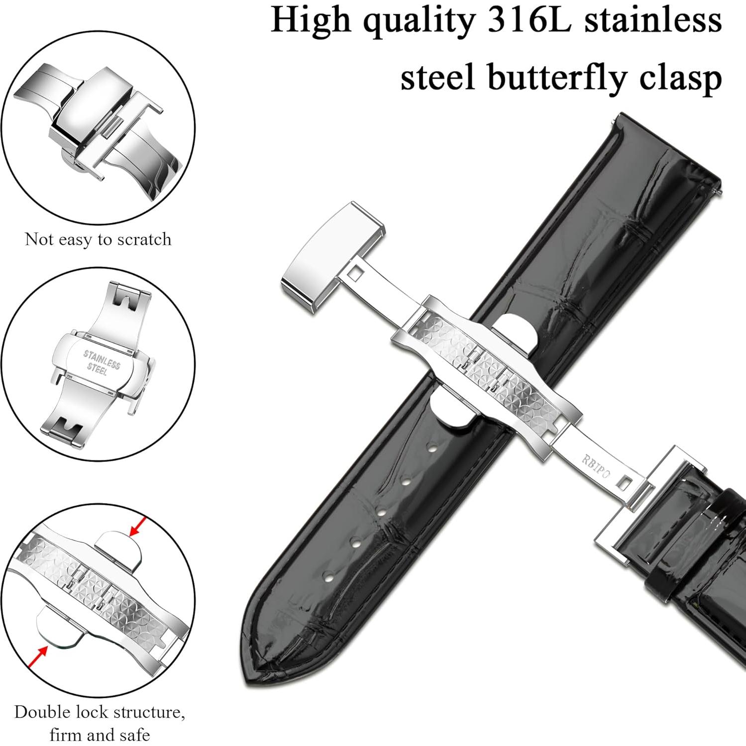 Correa de Reloj de Cuero RBIPO 20mm con Liberación Rápida