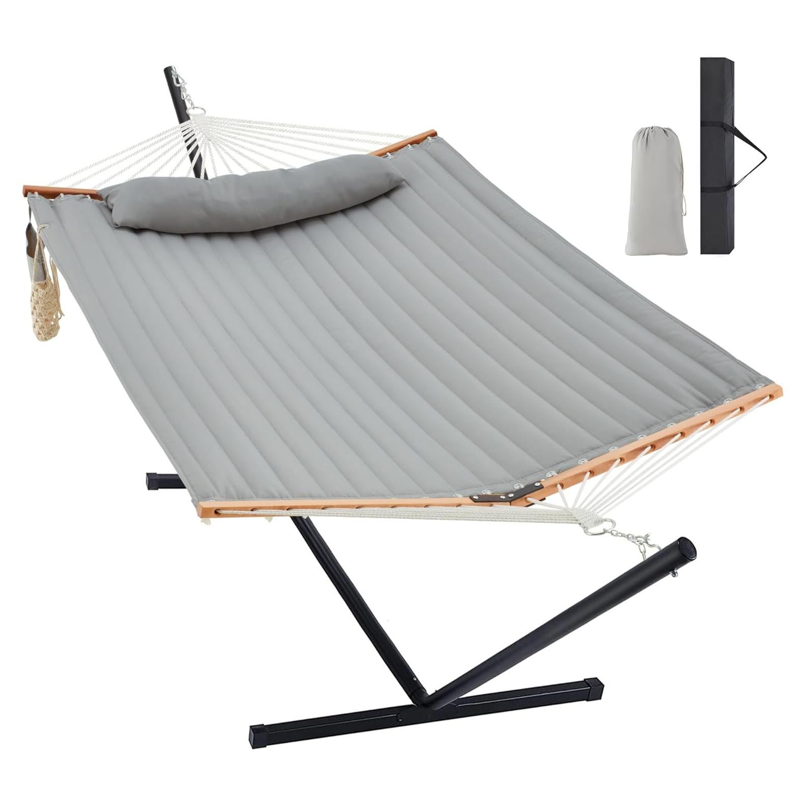 Hamaca Doble Homgava con Soporte Acero 480 lbs Gris