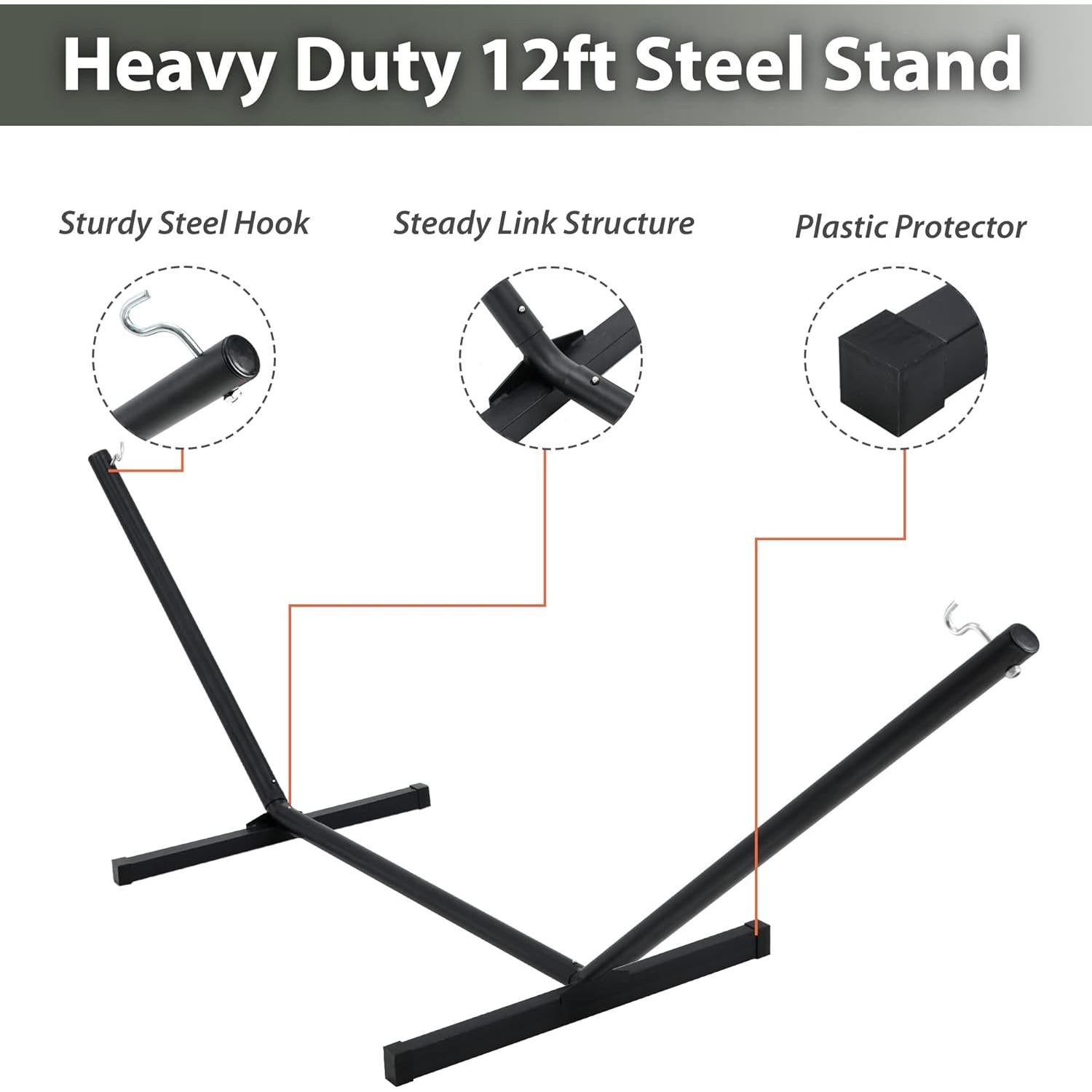 Hamaca Doble Homgava con Soporte Acero 480 lbs Gris